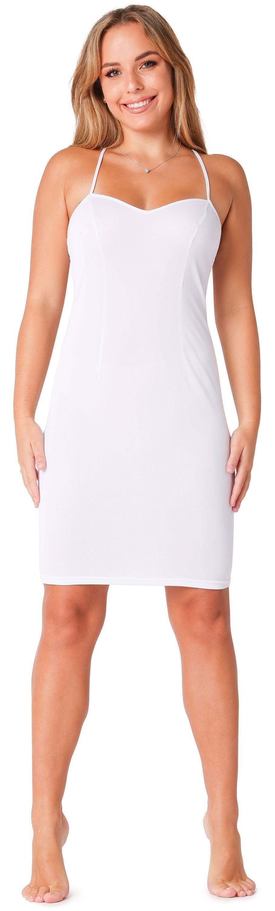 V-Ausschnitt Petticoat Damen Bellivalini (1-tlg) Unterkleid BLV50-272 Weiß Unterkleid