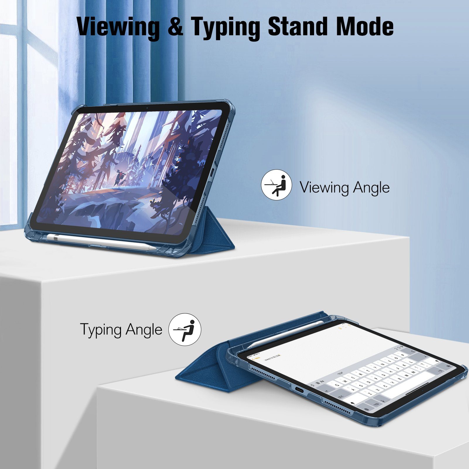 Fintie Tablet-Hülle für iPad 11 Generation 11‘’ 2025 (A16), iPad 10 Generation 10.9'' 2022, ultradünn, mit Stifthalter, transparenter Rückseite, Auto Schlaf/Wac – Bild 4 von 5