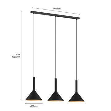 Arcchio Hängeleuchte Tadej, dimmbar, Leuchtmittel nicht inklusive, Modern, Stahl, Schwarz, weiß, 3 flammig, E27, Deckenlampe