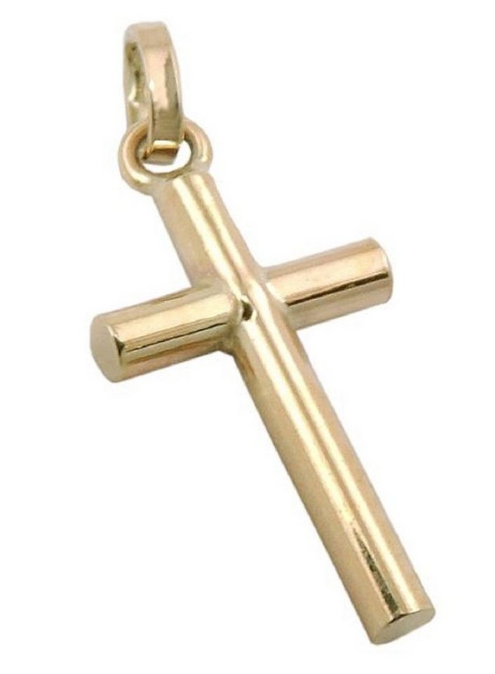 unbespielt Kreuzanhänger Anhänger Kleines Kreuz glänzend 375 Gold 15 x 7 mm  inkl. Schmuckbox, Goldschmuck für Damen und Herren