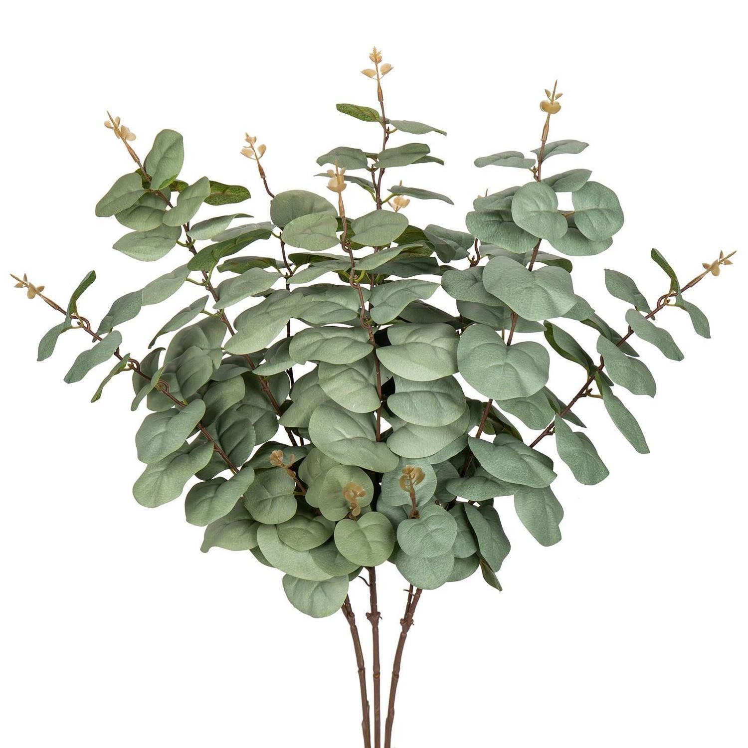 Kunstzweig 3er Set Eukalyptus Zweige 81cm Grün, LuxusKollektion