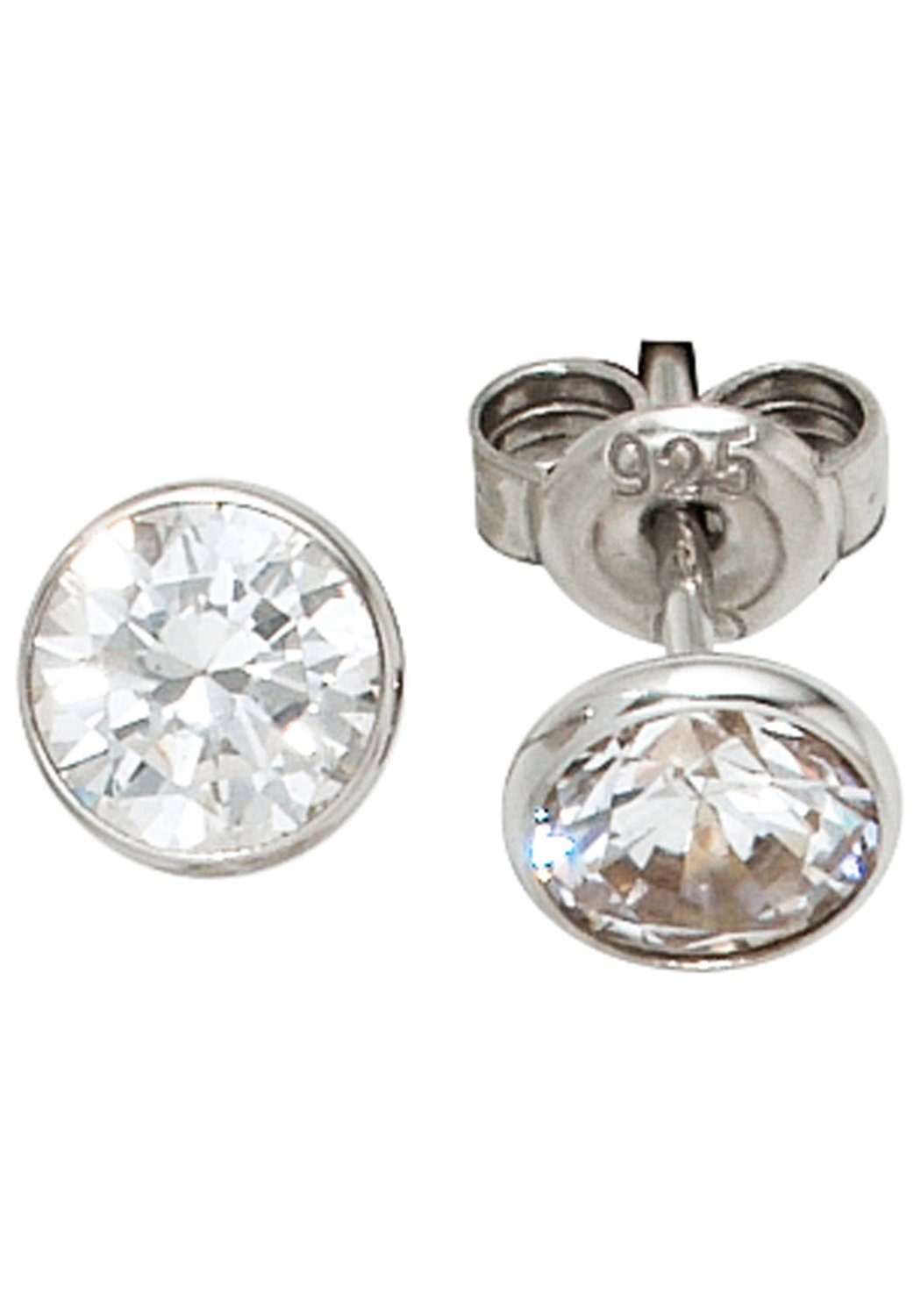 JOBO Paar Ohrstecker, rund 925 Silber mit Zirkonia
