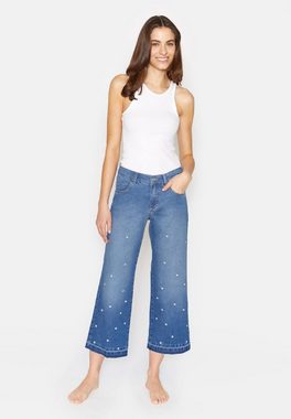 ANGELS 5-Pocket-Jeans Jeans Linn Stitch Flower mit Blumenstickerei mit Label-Applikationen