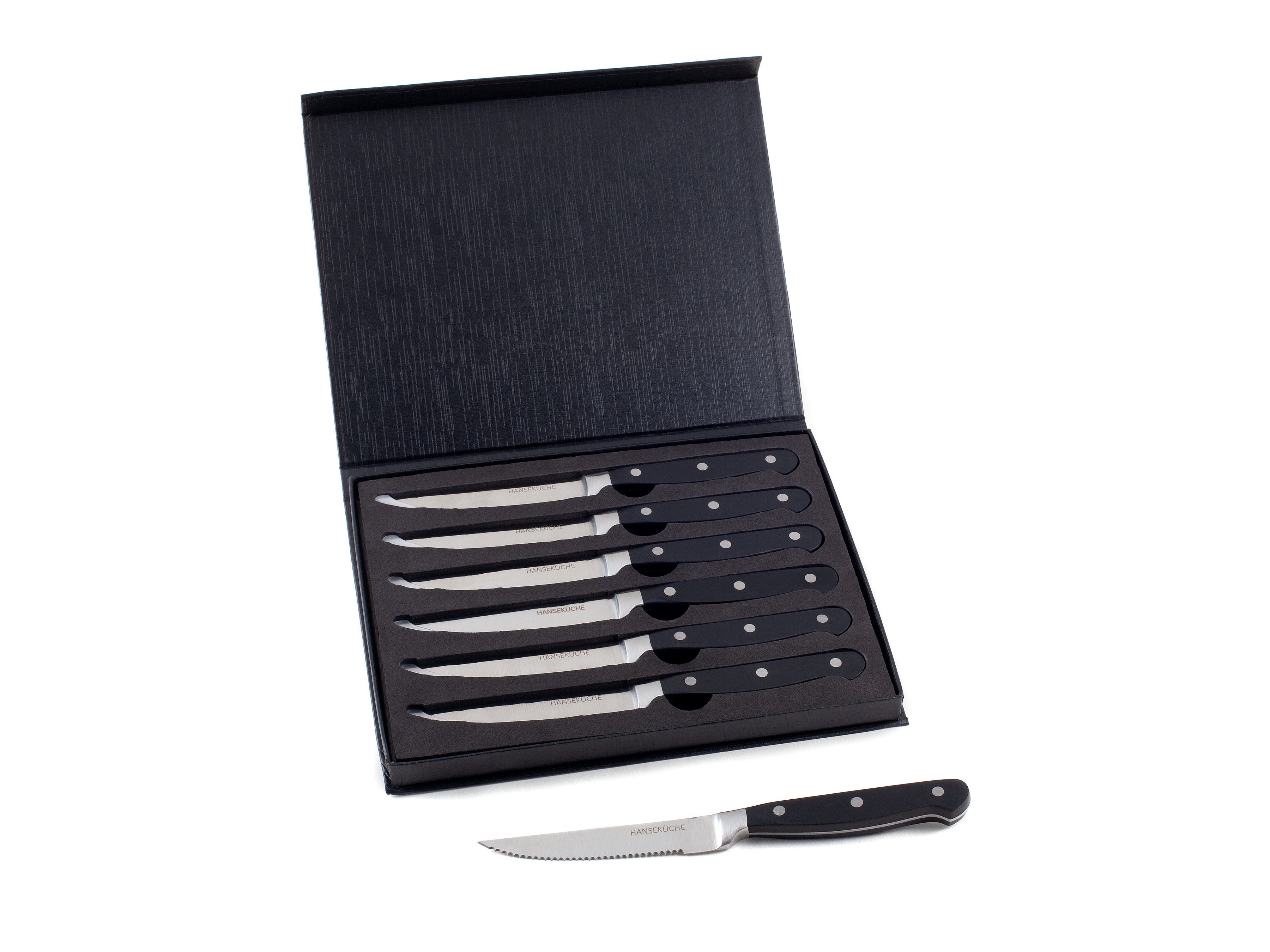 Steakmesser Steakmesser 6er Set – mit Holzgriff (Schwarz)