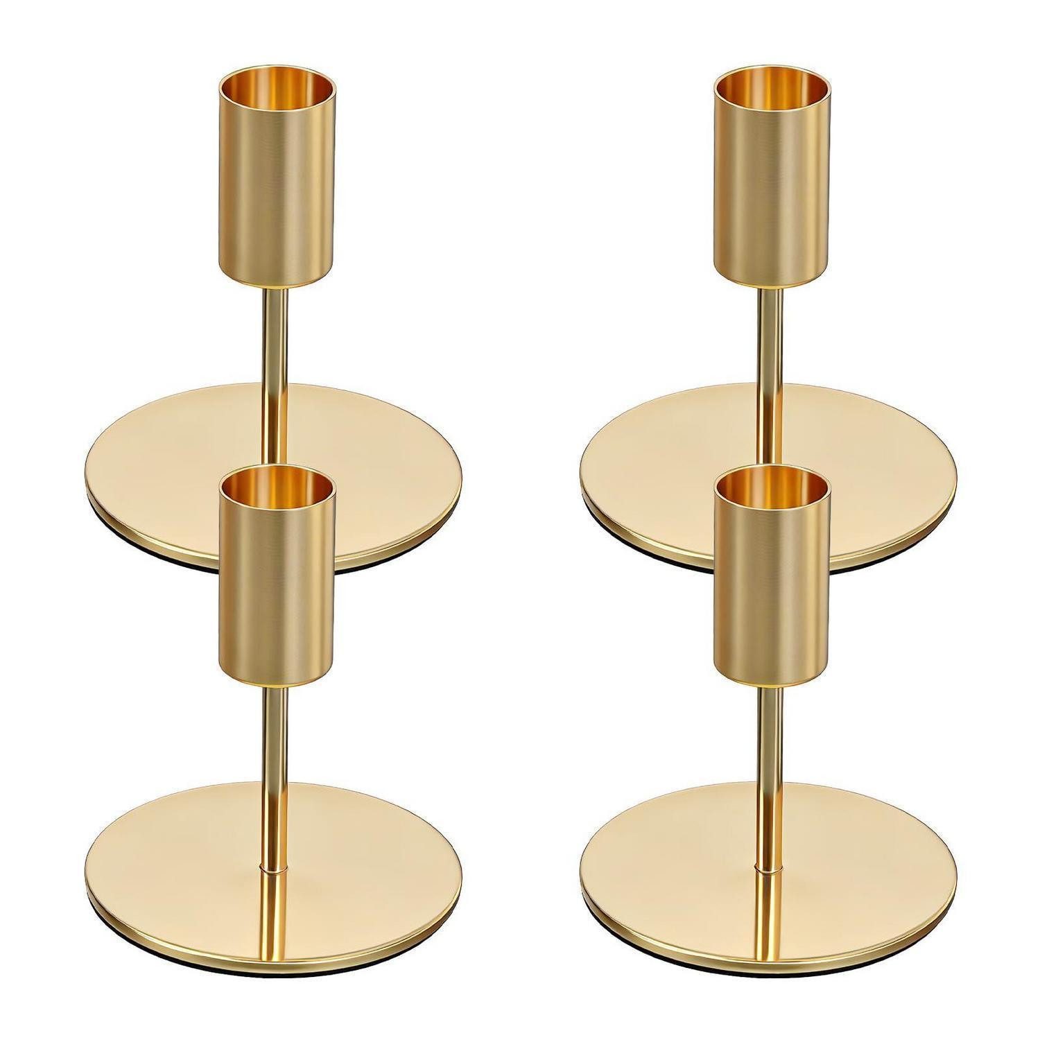 LuxusKollektion Kerzenständer Kerzenständer gold Metall 4er Set (4 St)