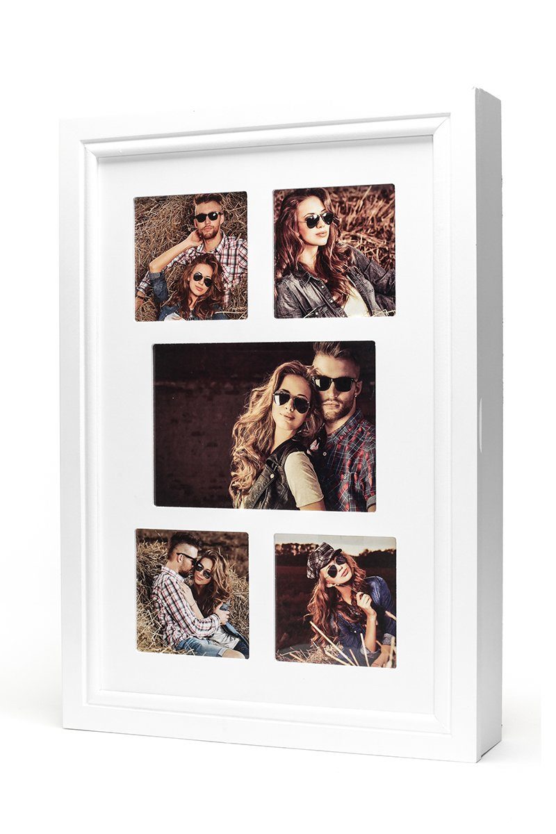 Levandeo® Schmuckkasten, Schmuckkasten Bilderrahmen Spiegel weiß Schmucksch günstig online kaufen