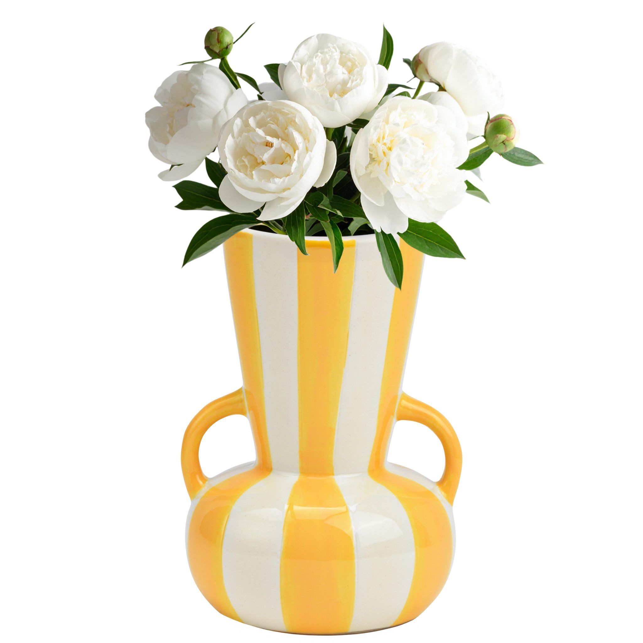 matches21 HOME & HOBBY Dekovase Blumenvase bunt gestreift, gelb weiß in Ø 1 günstig online kaufen