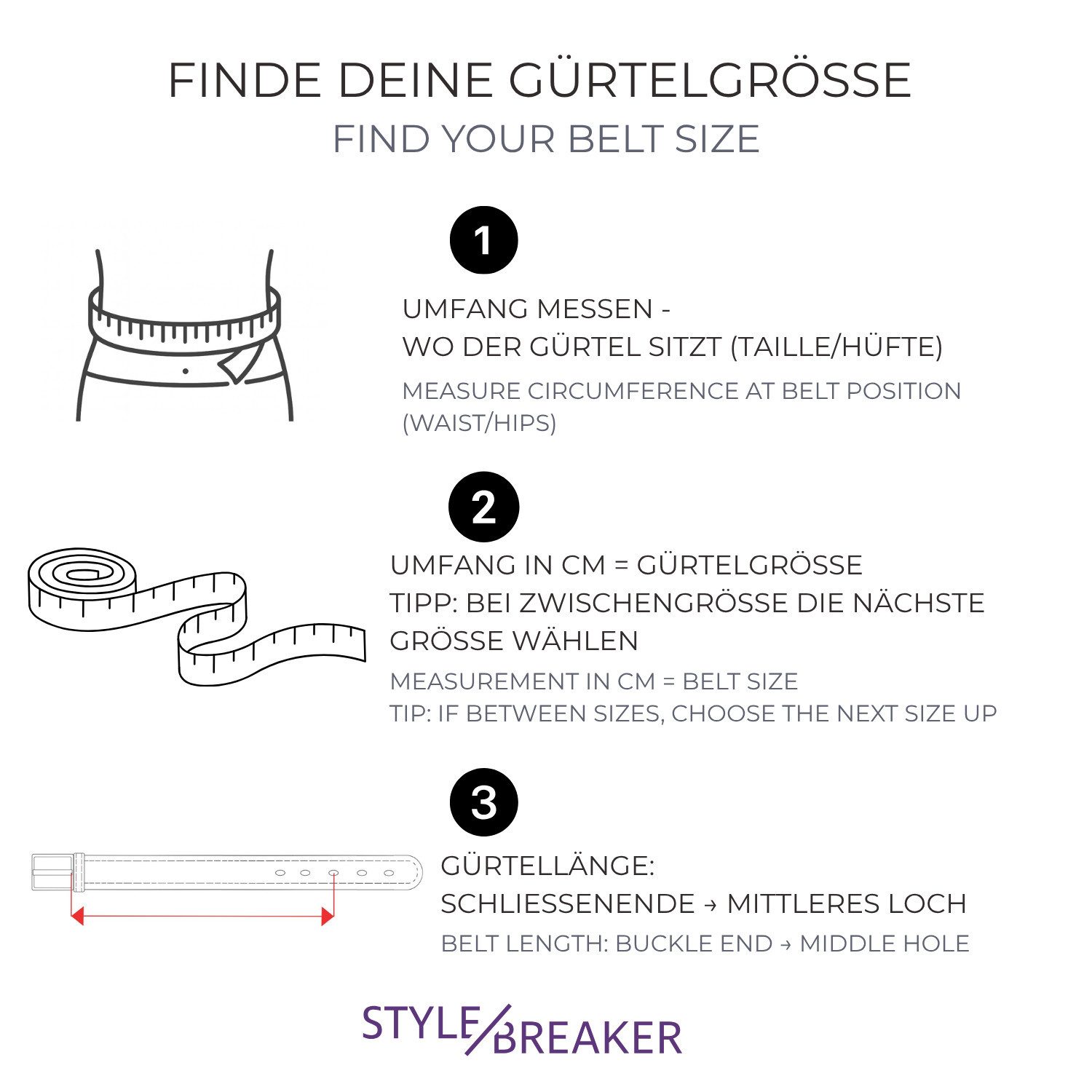 styleBREAKER Ledergürtel Unisex Rindsleder Gürtel (1-St)
