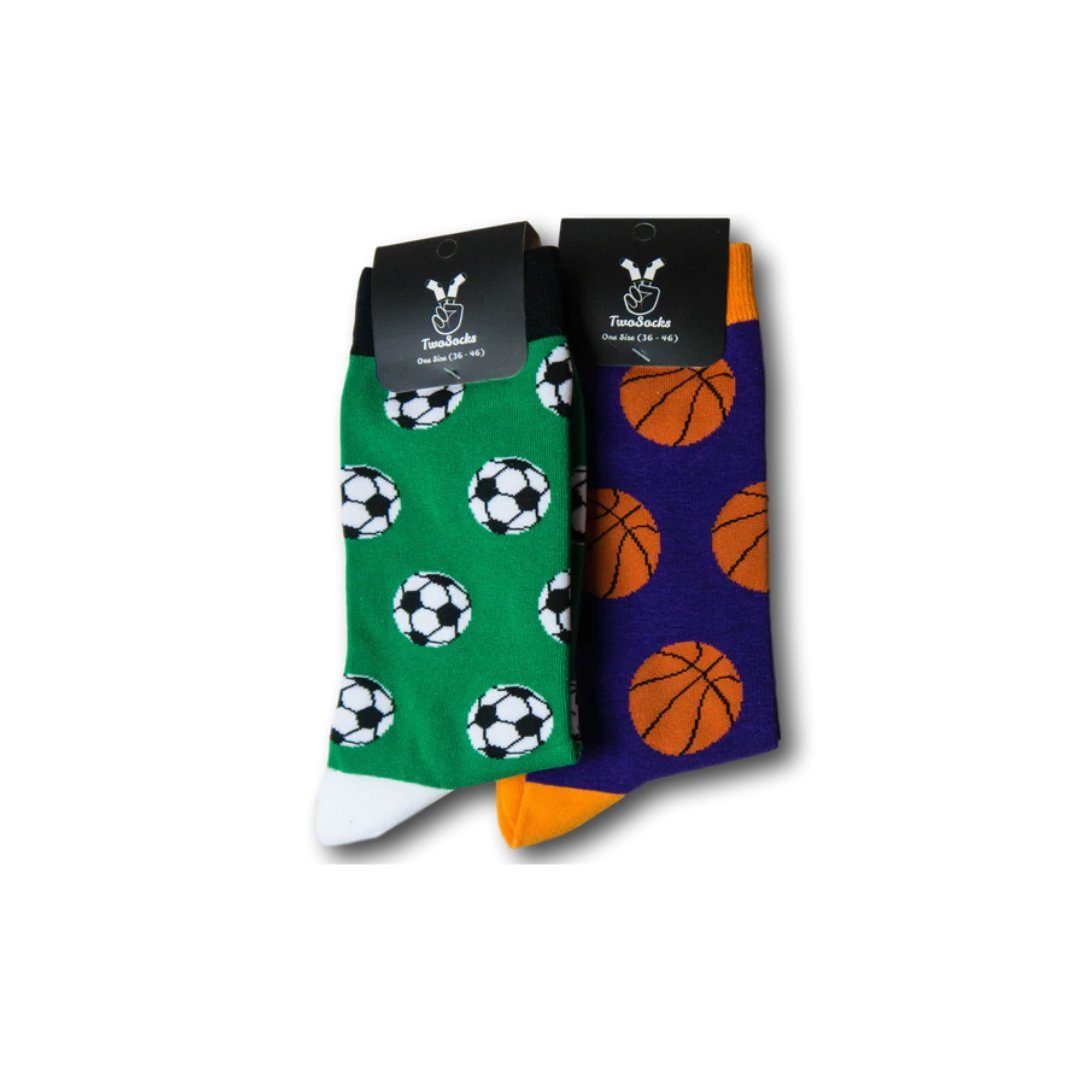 TwoSocks Freizeitsocken Basketball und Fußball Шкарпетки Herren & Damen 2 Paar, Einheitsgröße (2 Paar) 2er-Pack