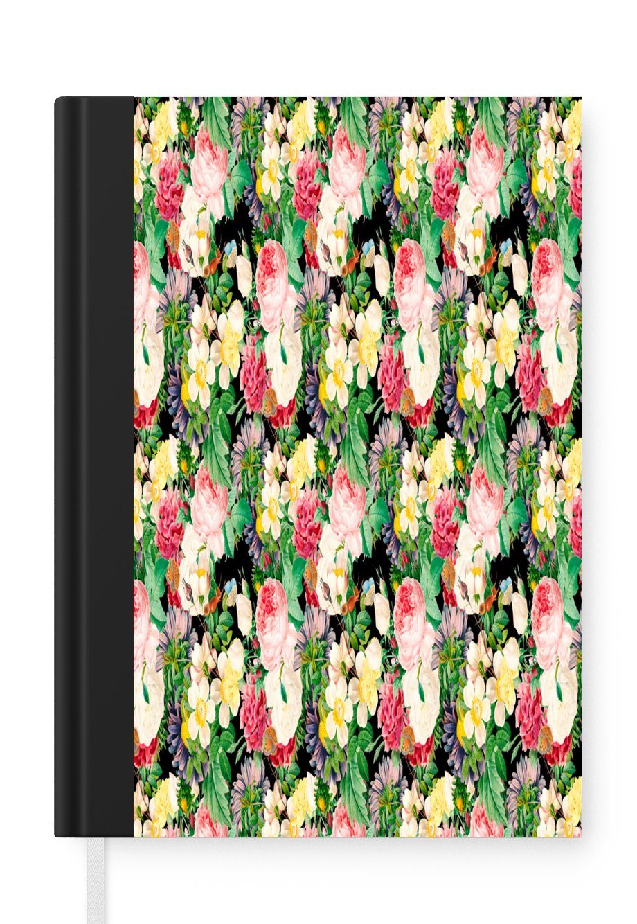 MuchoWow Notizbuch Blumen - Collage - Farben, Journal, Merkzettel, Tagebuch, Notizheft, A5, 98 Seiten, Haushaltsbuch