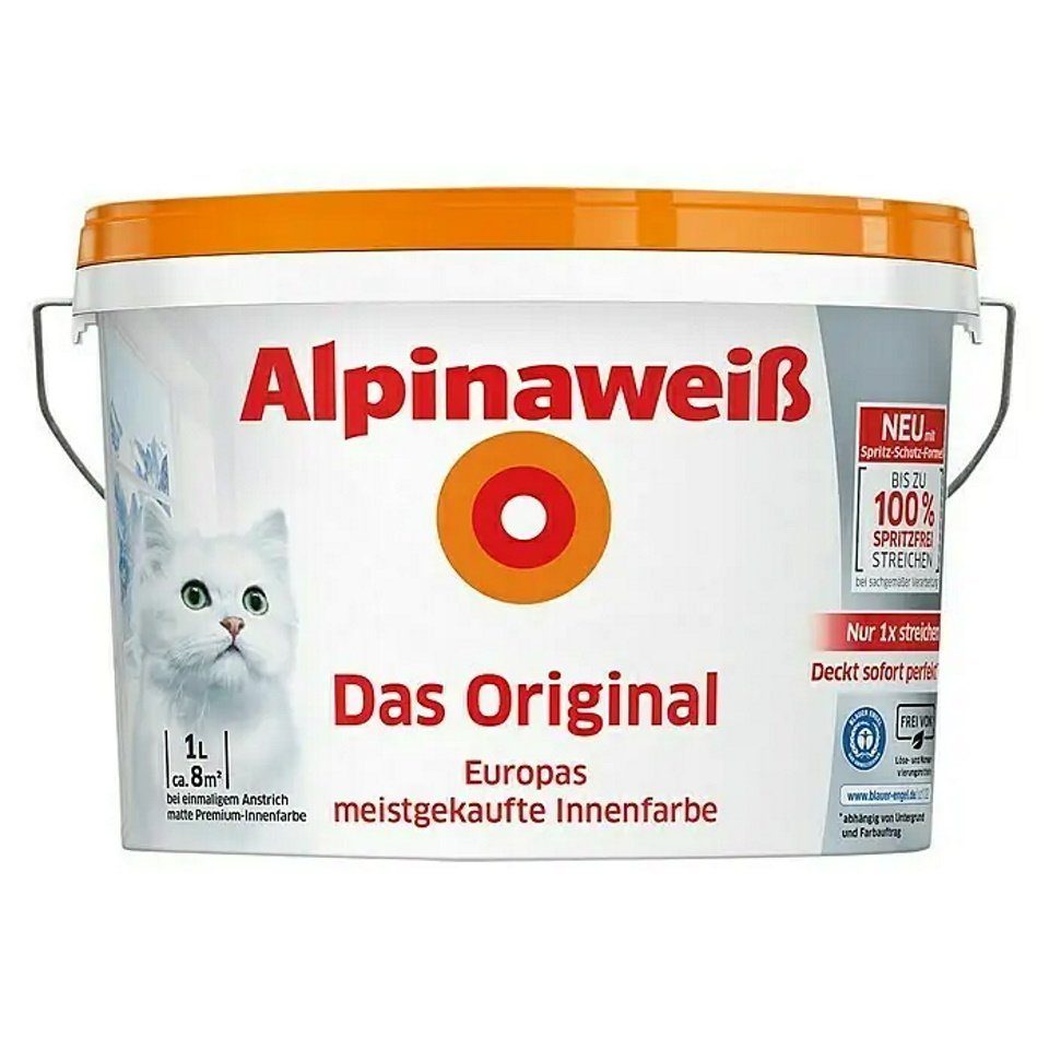 Alpina Wand- und Deckenfarbe ALPINAWEIß Alpina weiß matt 1 Liter