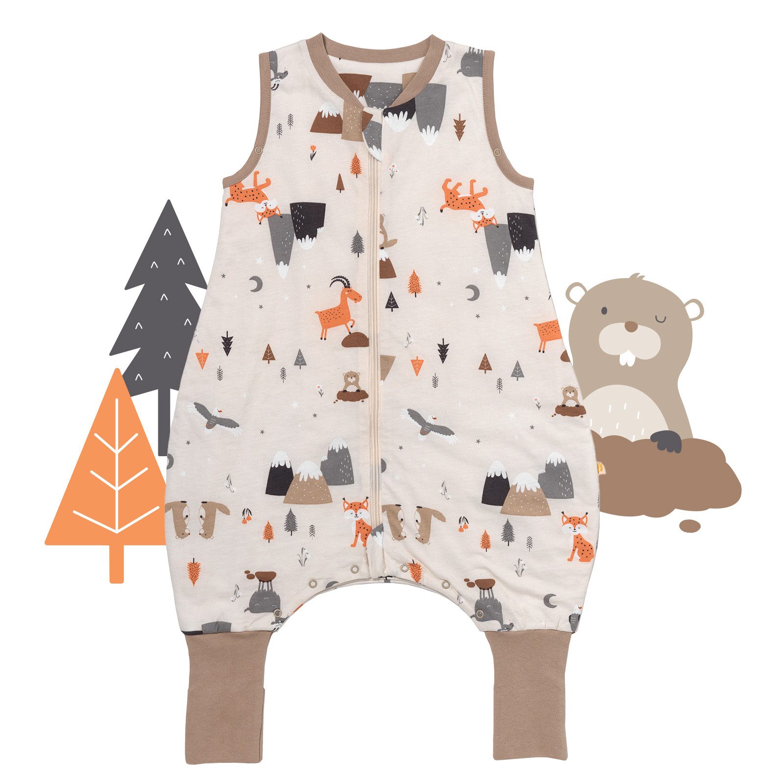 Kinderschlafsack Schlafsack mit Füßen und umklappbaren Bündchen, 1.0 Tog OEKO-TEX