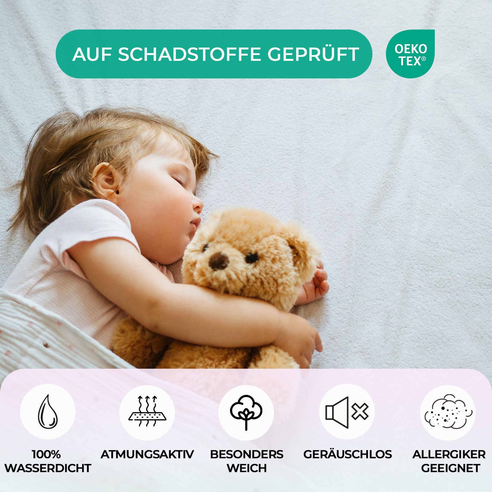 Matratzenschoner Matratzenauflage Buymax, Wasserdichter Matratzenschoner bis 60° Waschbar, Matratzenschutz