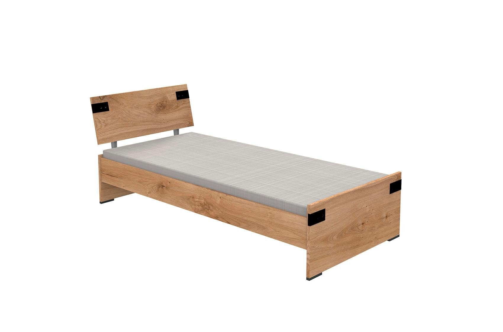 Wimex Bett Liverpool, 3 Breiten zur Auswahl, Made in Germany, mit rustikalen Metallbeschlägen im coolen Loft Style