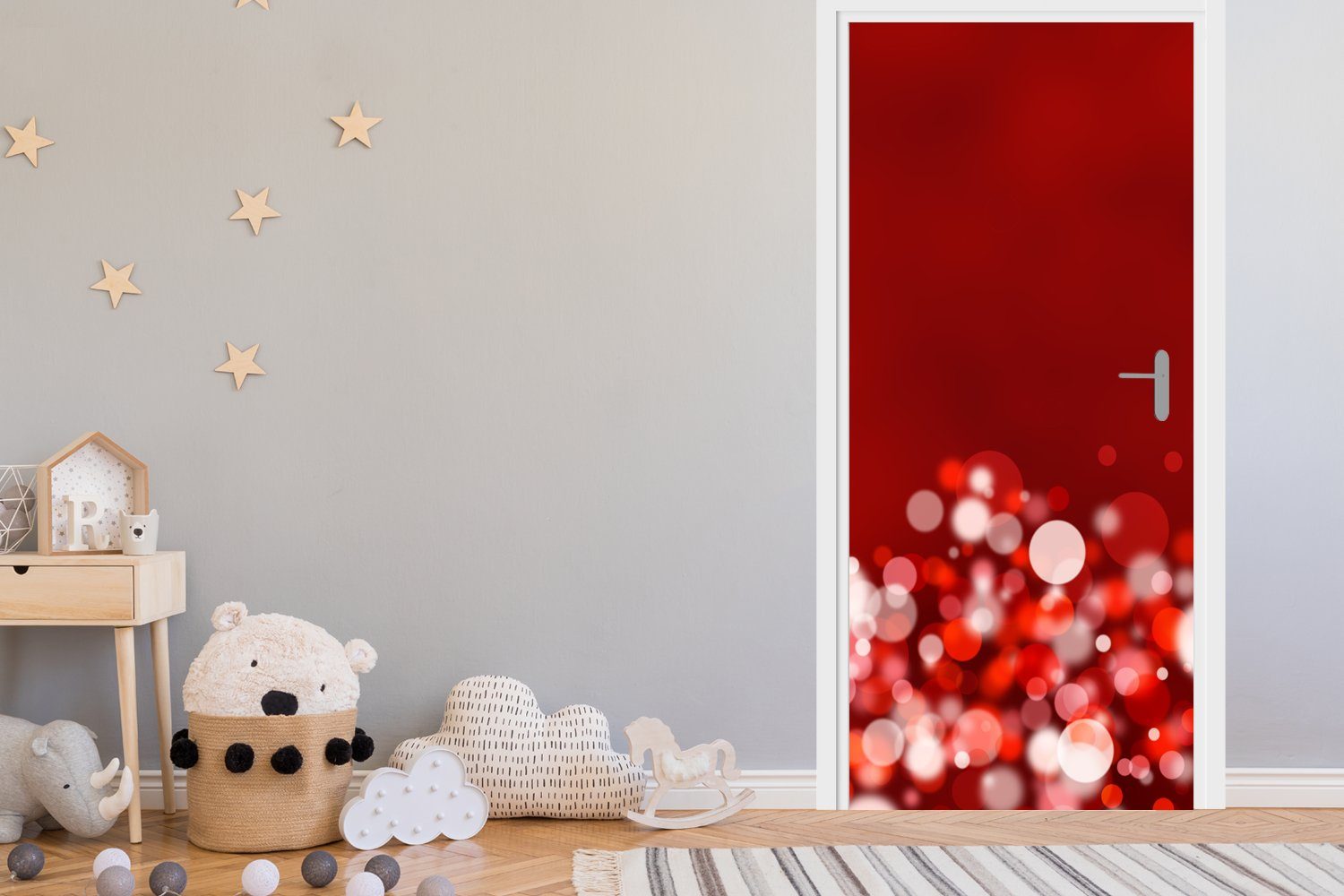 MuchoWow Türtapete Rot Licht, Design Fototapete - für 75x205 - (1 Matt, cm - St), Tür, abstrakt bedruckt, Türaufkleber