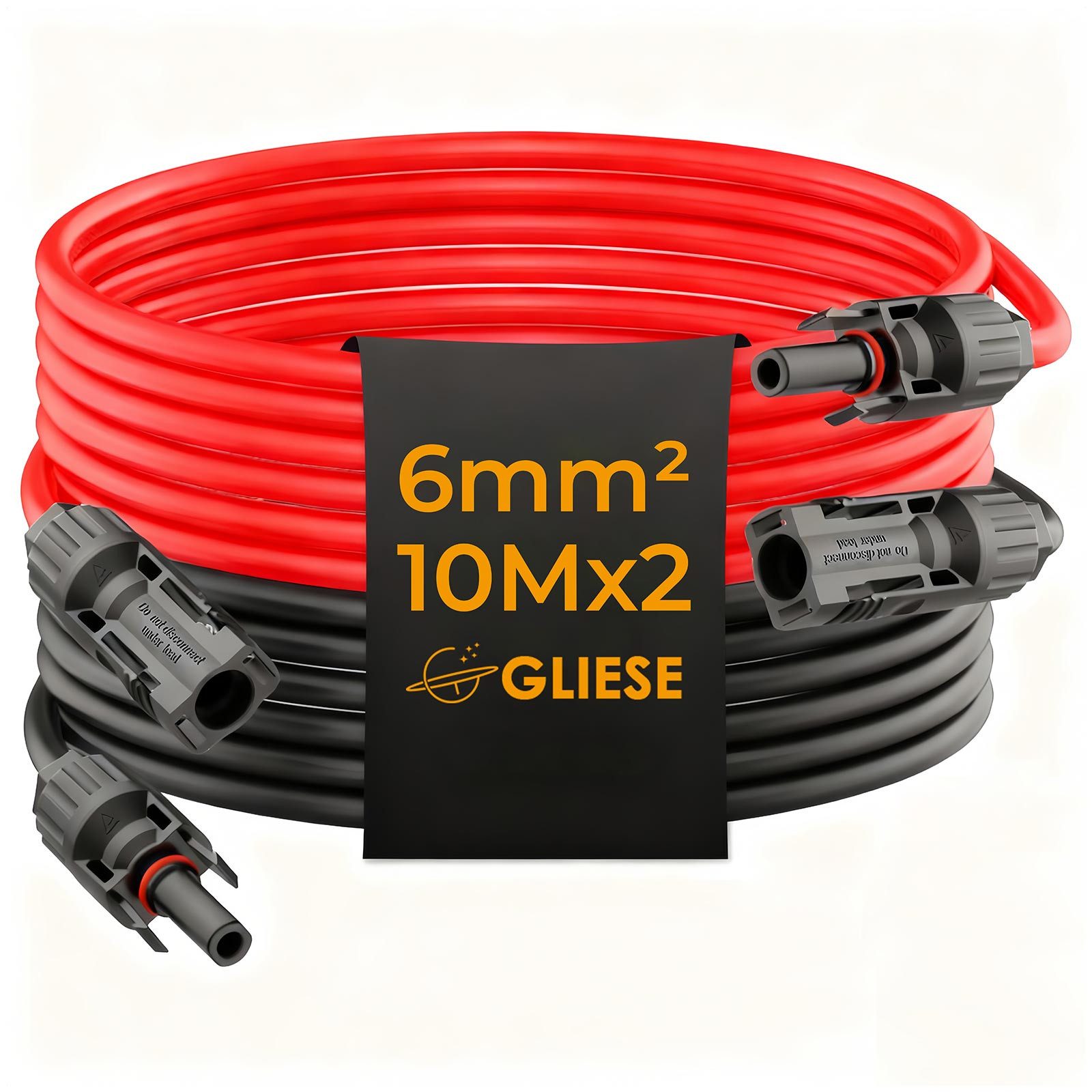 GLIESE Solarmodul 10m Rot+Schwarz Solarkabel 10AWG PV Verlängerungskabel Balkonkraftwerk, (1 x Solarmodul-Verlängerungskabel (10 m), 6 mm² 100 cm, Einfache & flexible Verlängerung