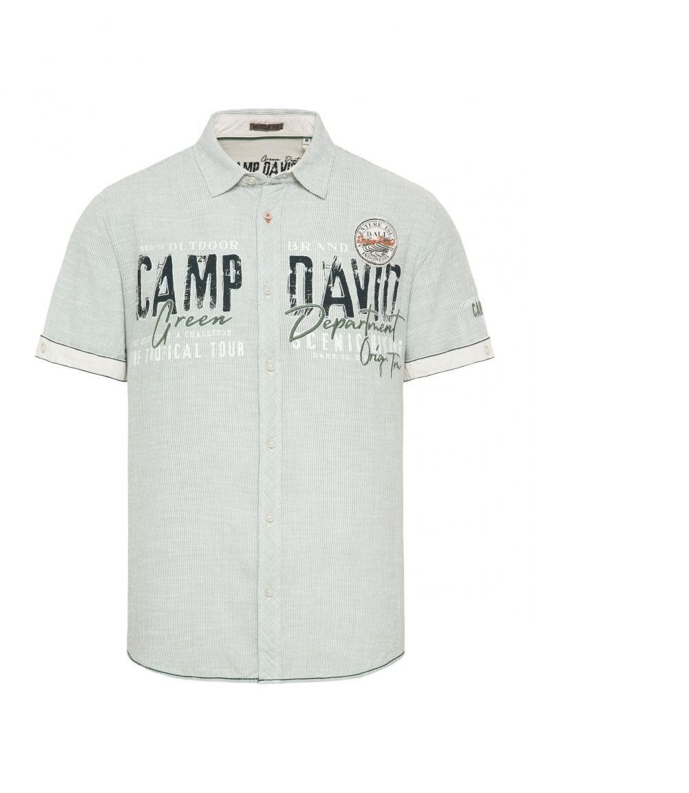 CAMP DAVID Kurzarmhemd Streifenhemd mit Logo Artworks deep green günstig online kaufen