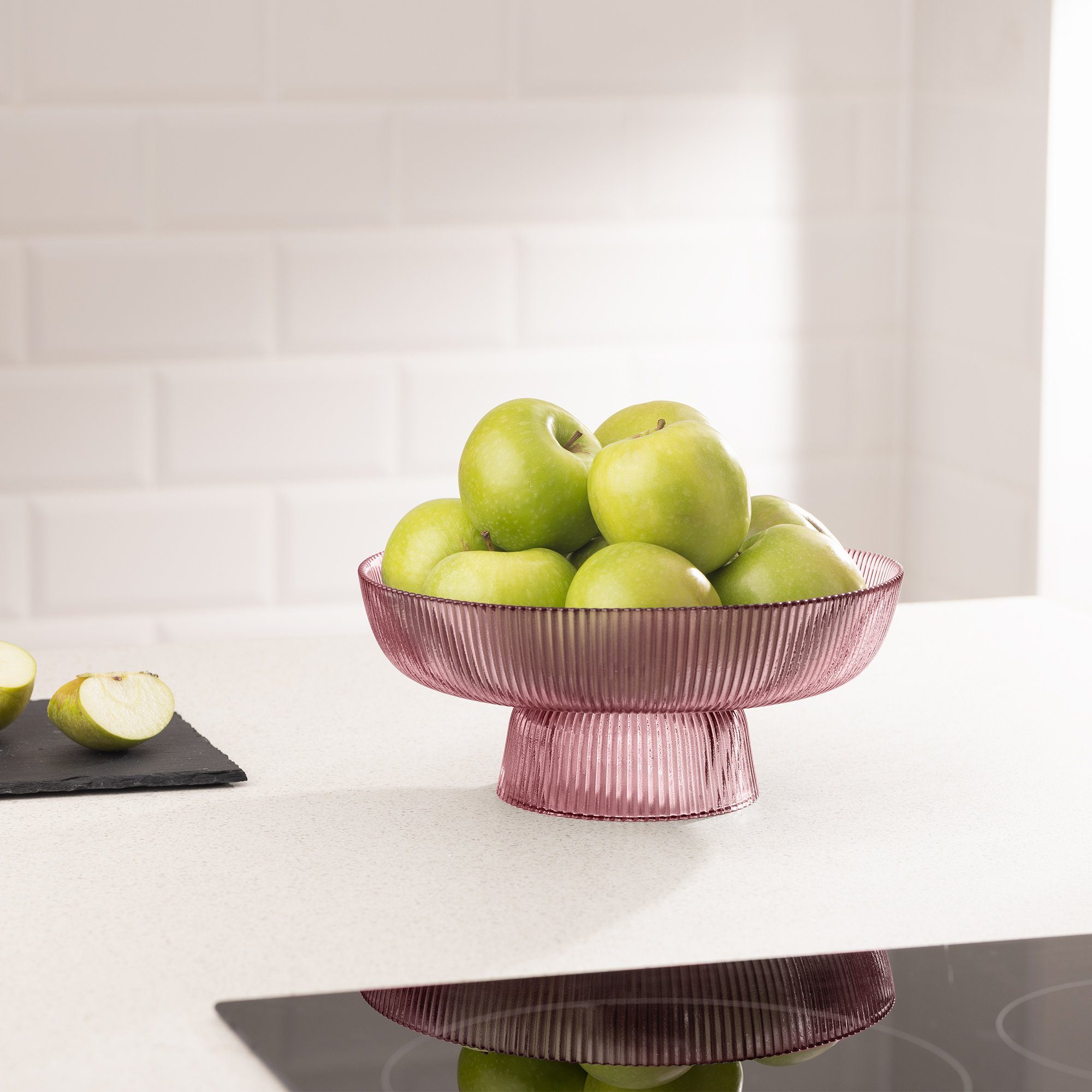 Frucht Glasschüssel Navaris Früchte rote aus Schüssel Obstschale Glas Deko, für Glas Salat