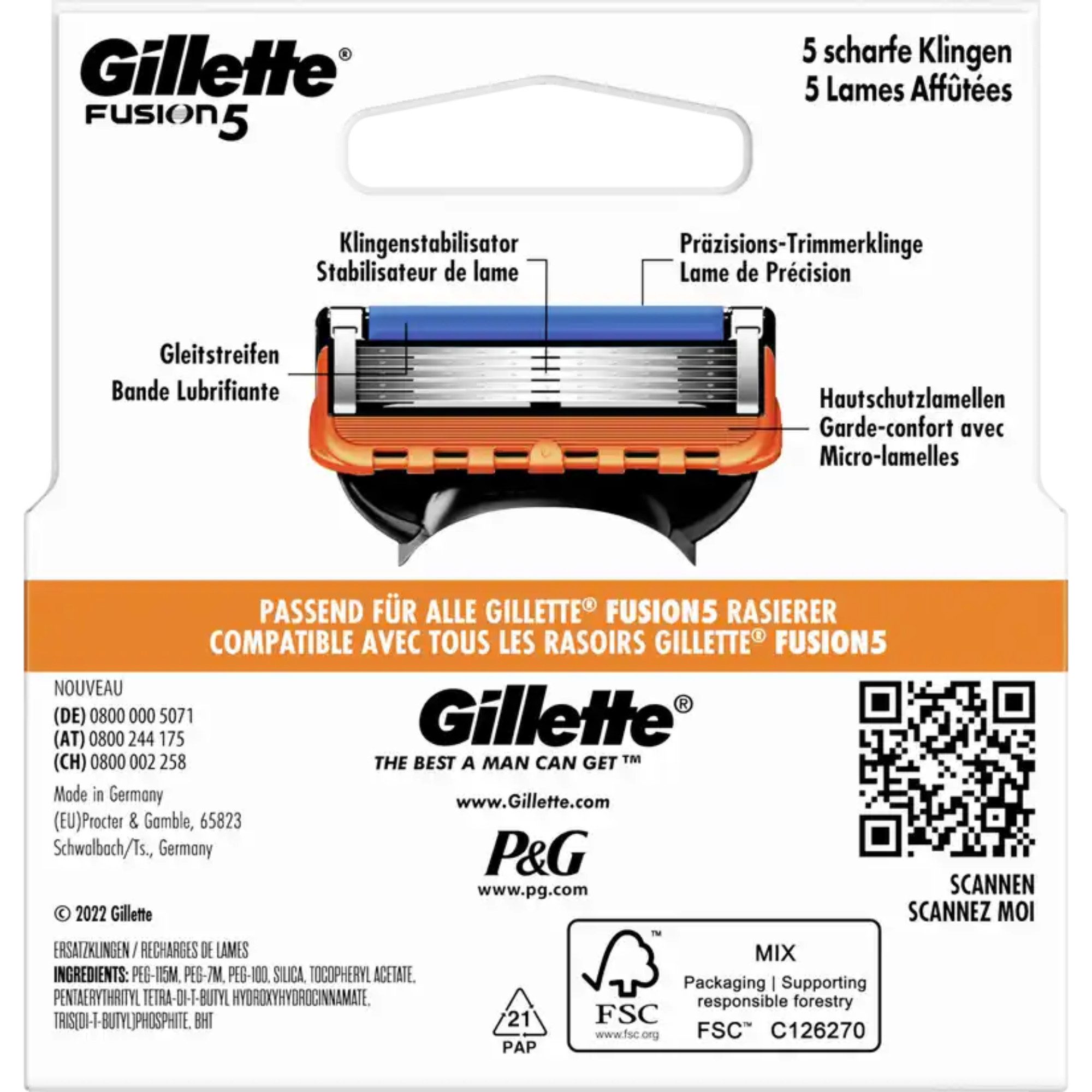 Gillette Rasierklingen Fusion5, 4-tlg.
