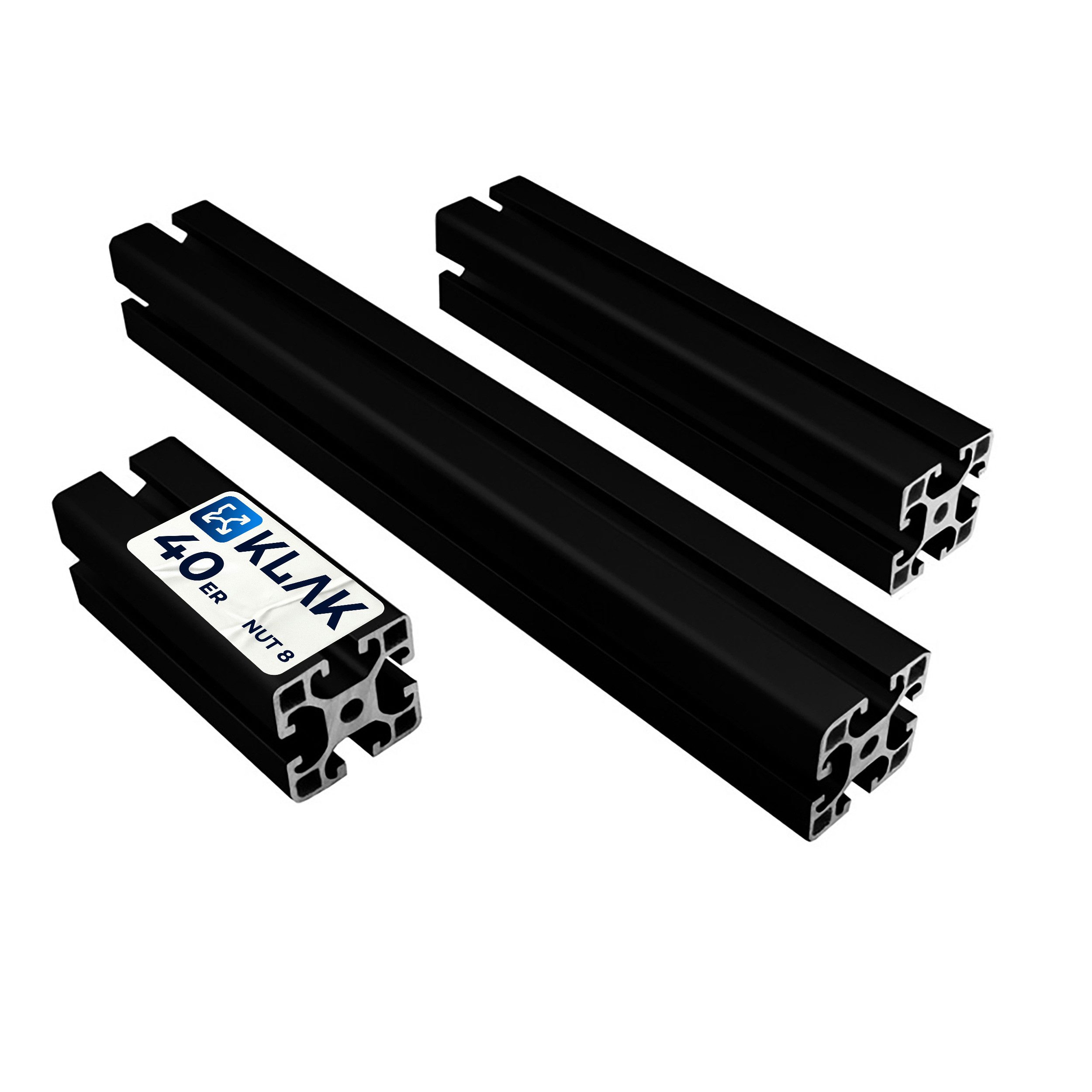 tktrading24 Profil 40x40mm Nut 8 Aluminium Systemprofil Typ I 100-2000mm schwarz