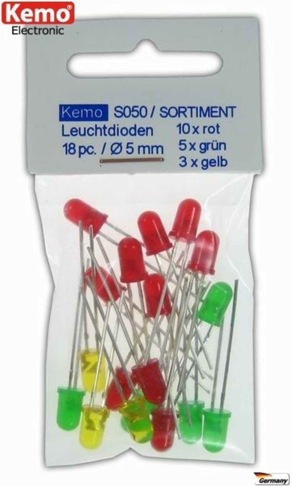 Kemo Modellbausatz LEDs Ø 5mm rot-grün-gelb ca. 18 Stück