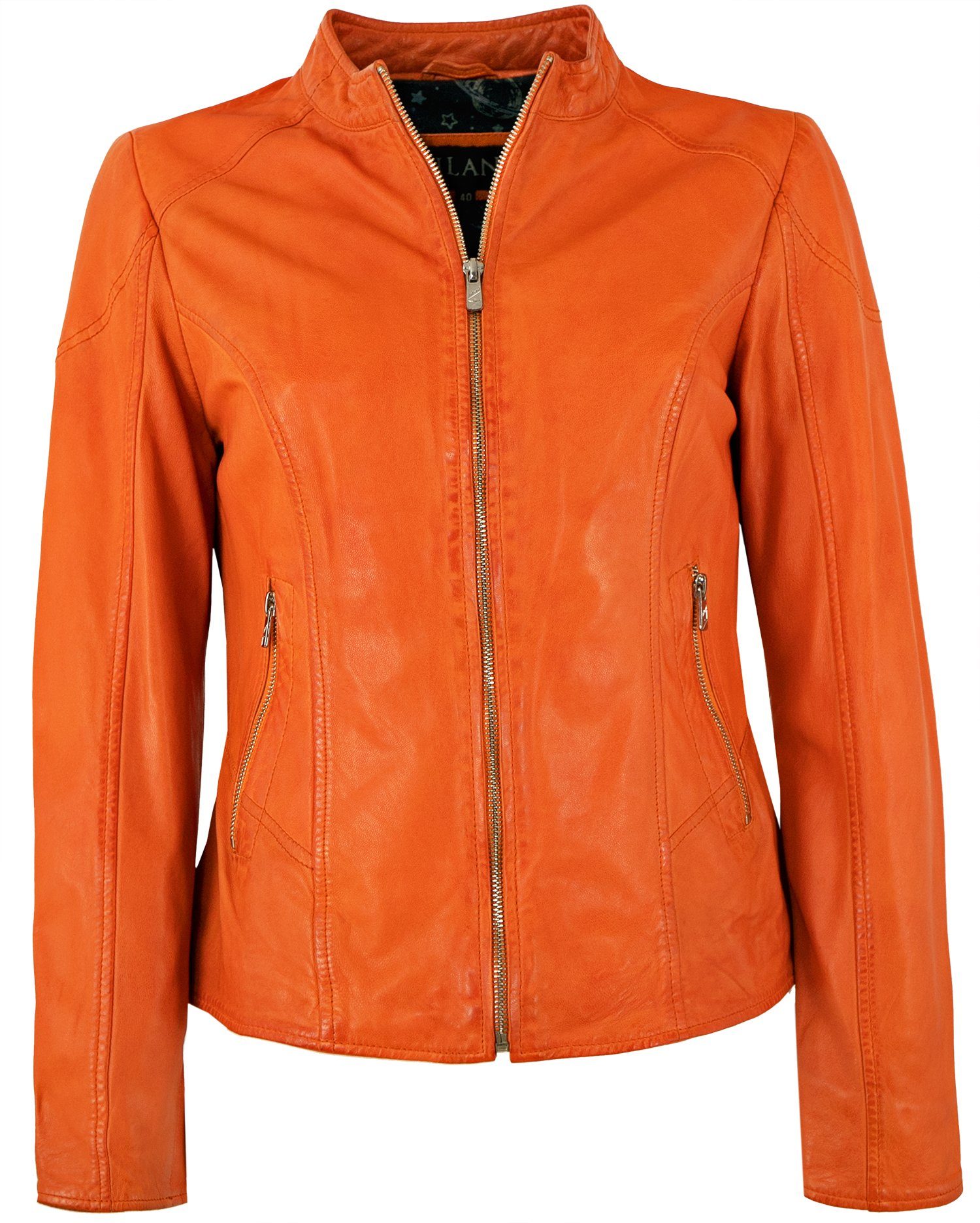 Jilani Lederjacke YLVI Jilani - Damen Echtleder Lederjacke Lammnappa orange