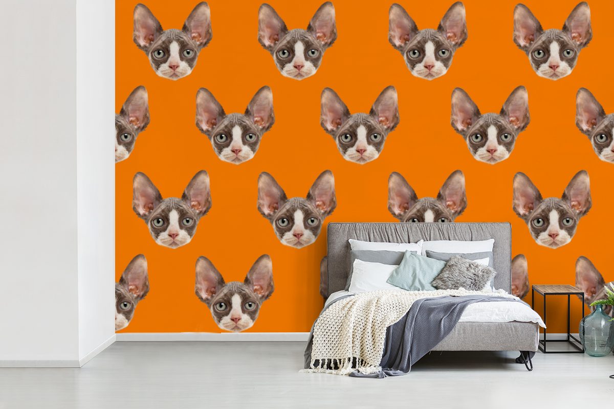 Kinderzimmer, bedruckt, Schlafzimmer, St), Orange Matt, Wallpaper Muster, Tier (6 - - Fototapete für Vinyl Wohnzimmer, MuchoWow Tapete