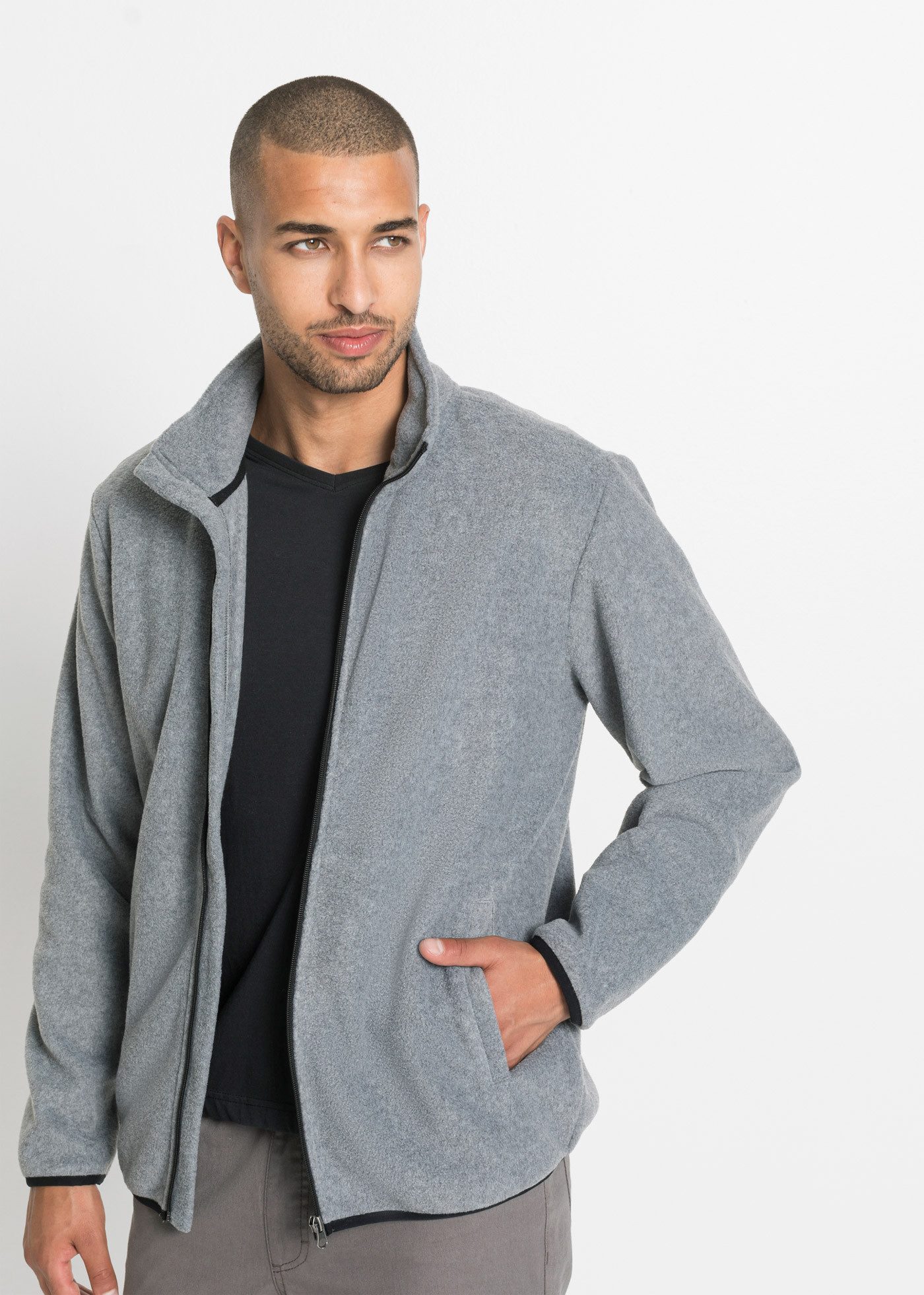 bonprix Fleecejacke (Packung, 2-St) unifarbenes Design mit farbigen Details, mit Eingriffstaschen