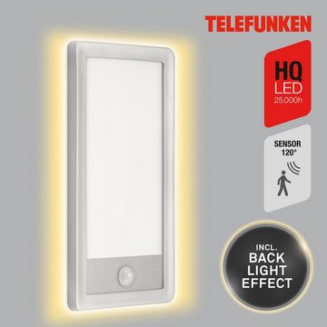 Telefunken LED Außen-Wandleuchte 313904TF, LED fest verbaut, Neutralweiß, Außenleuchte IP44 Bewegungsmelder 2000lm 28x15cm