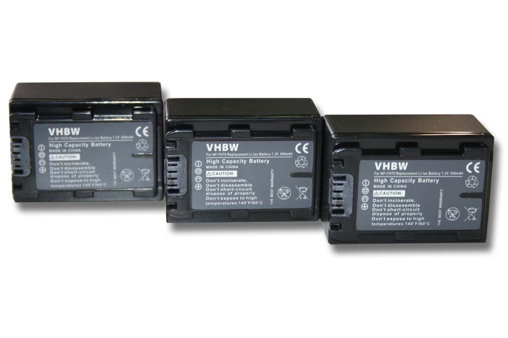 vhbw passend für Sony DCR-SR57E, DCR-SR77E, DCR-SR72(E), DCR-SR75(E), Kamera-Akku 950 mAh