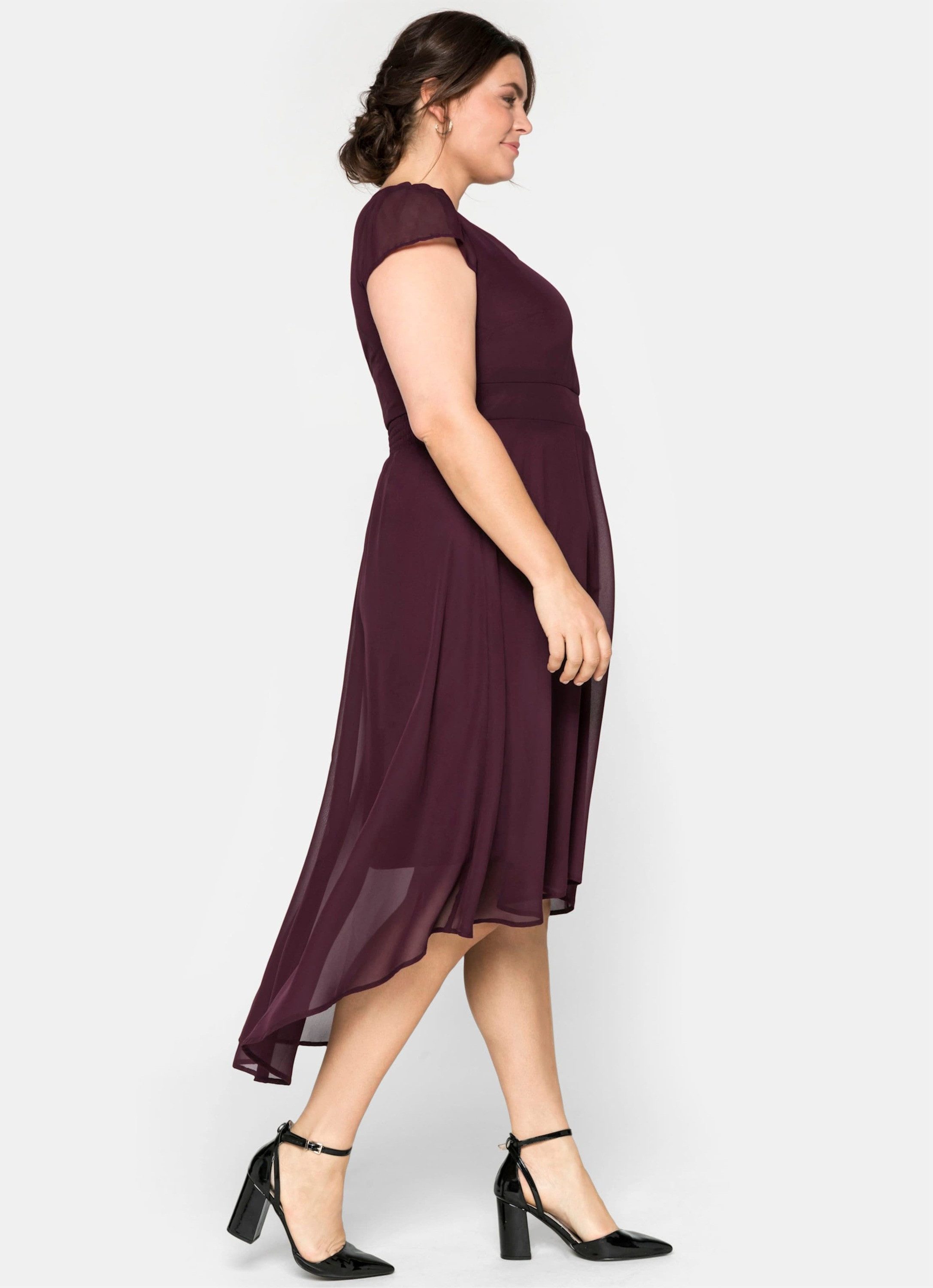 Sheego Etuikleid Abendkleid Kurzarm mit Flügelärmeln – Bild 3 von 5
