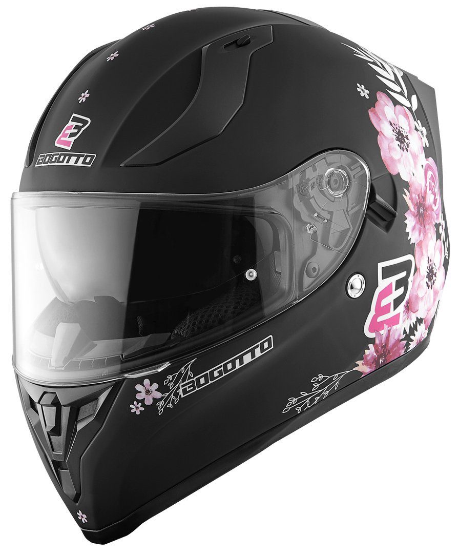 Bogotto Motorradhelm H128 Fiori Helm, integriertes Sonnenvisier