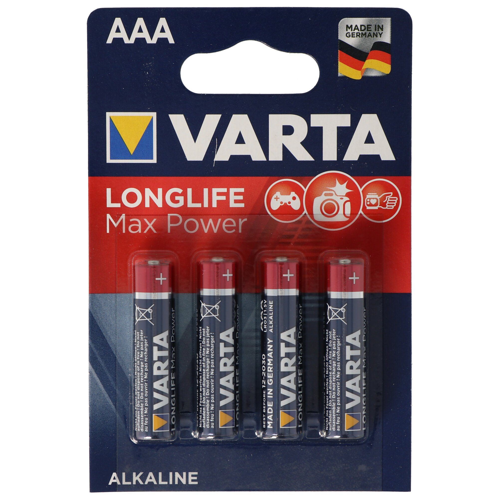 VARTA Varta Longlife Max Power (ehem. Max-Tech) 4703 Micro AAA Batterien 4- Batterie, (1,5 V)