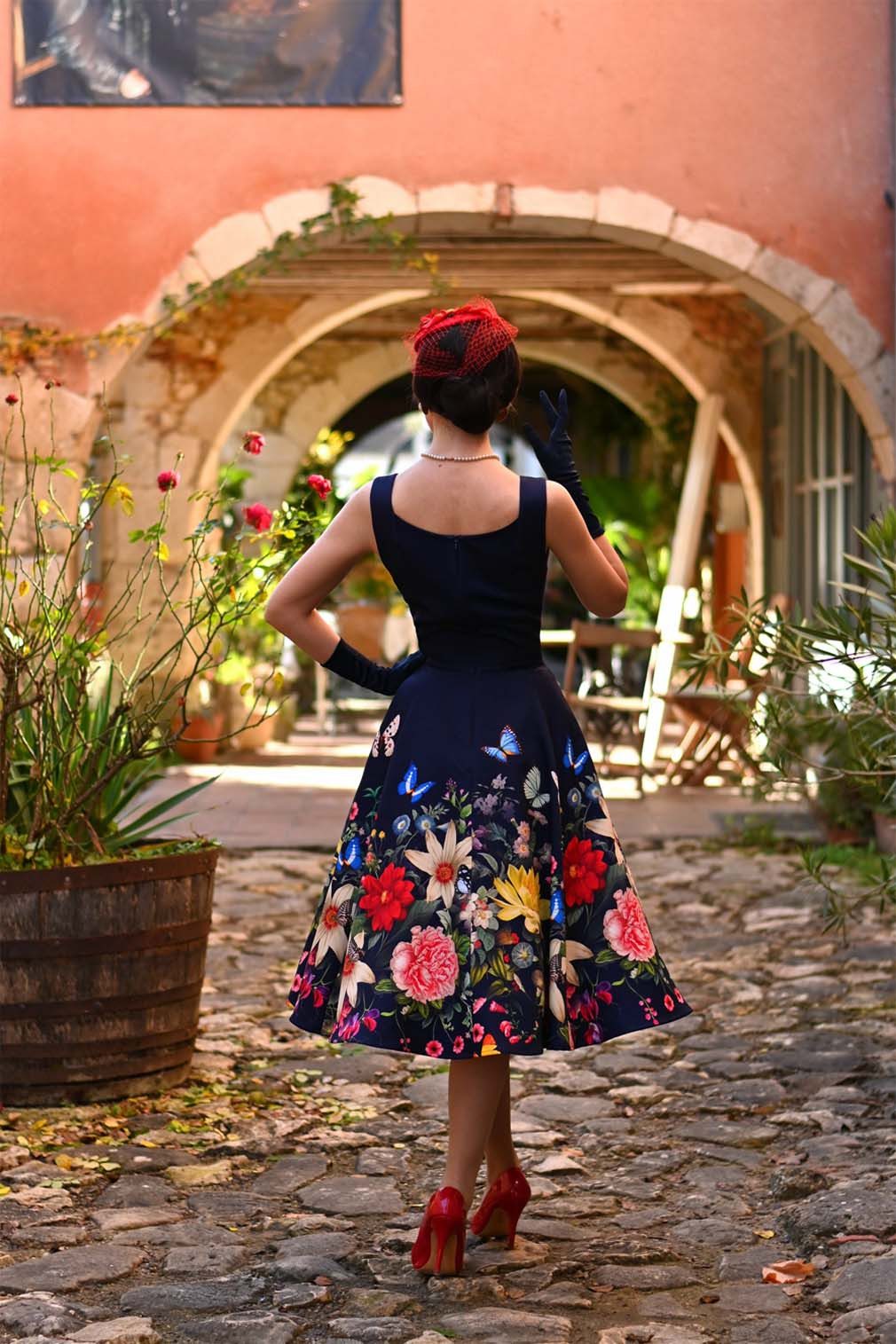 Hearts & Roses London A-Linien-Kleid Moonlight Butterfly Schmetterling Vintage 50er – Bild 4 von 5