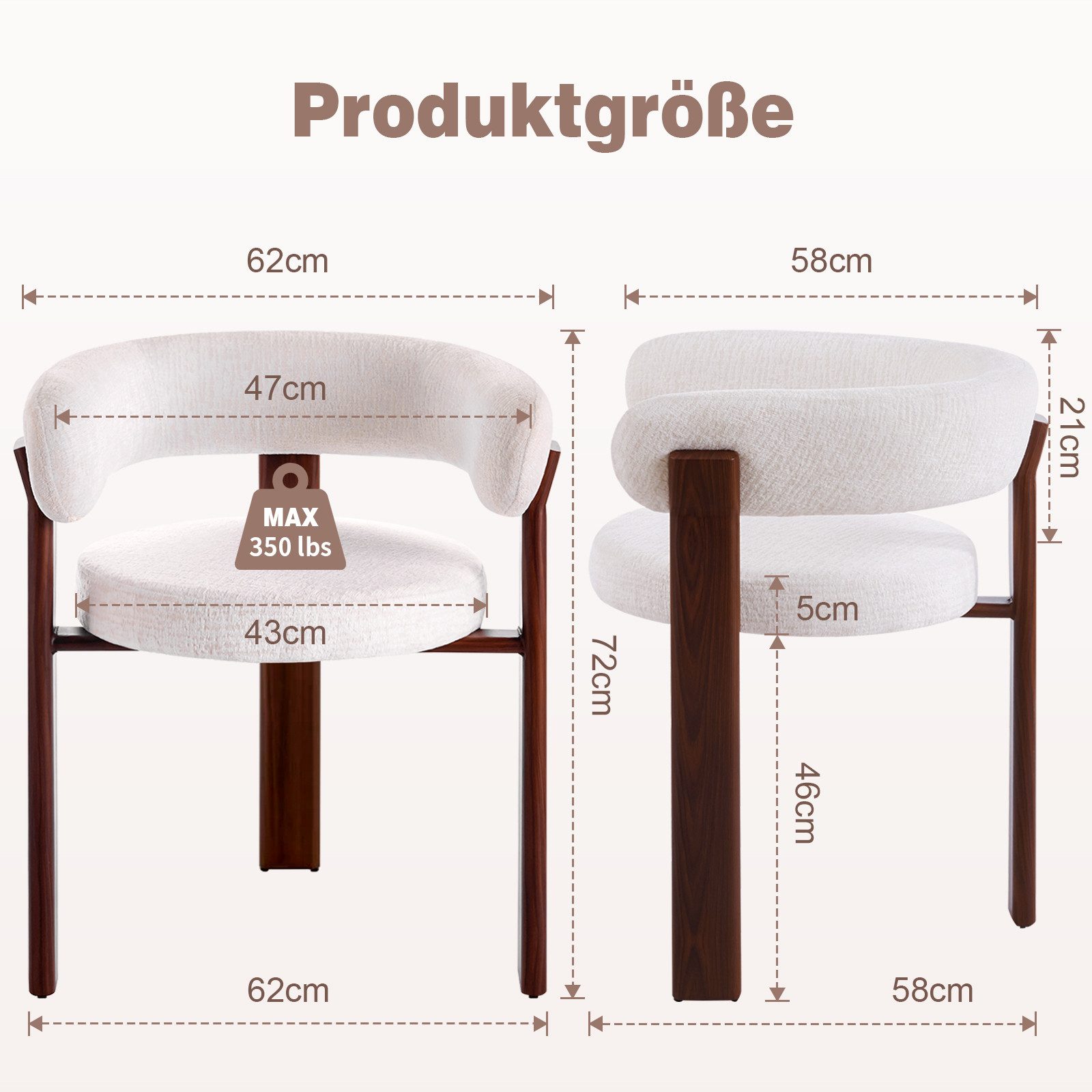 DITAIX Polsterstuhl 2er Set Esszimmerstühle Mid Century (2 St), mit Gebogener Rückenlehne & Metallgestell
