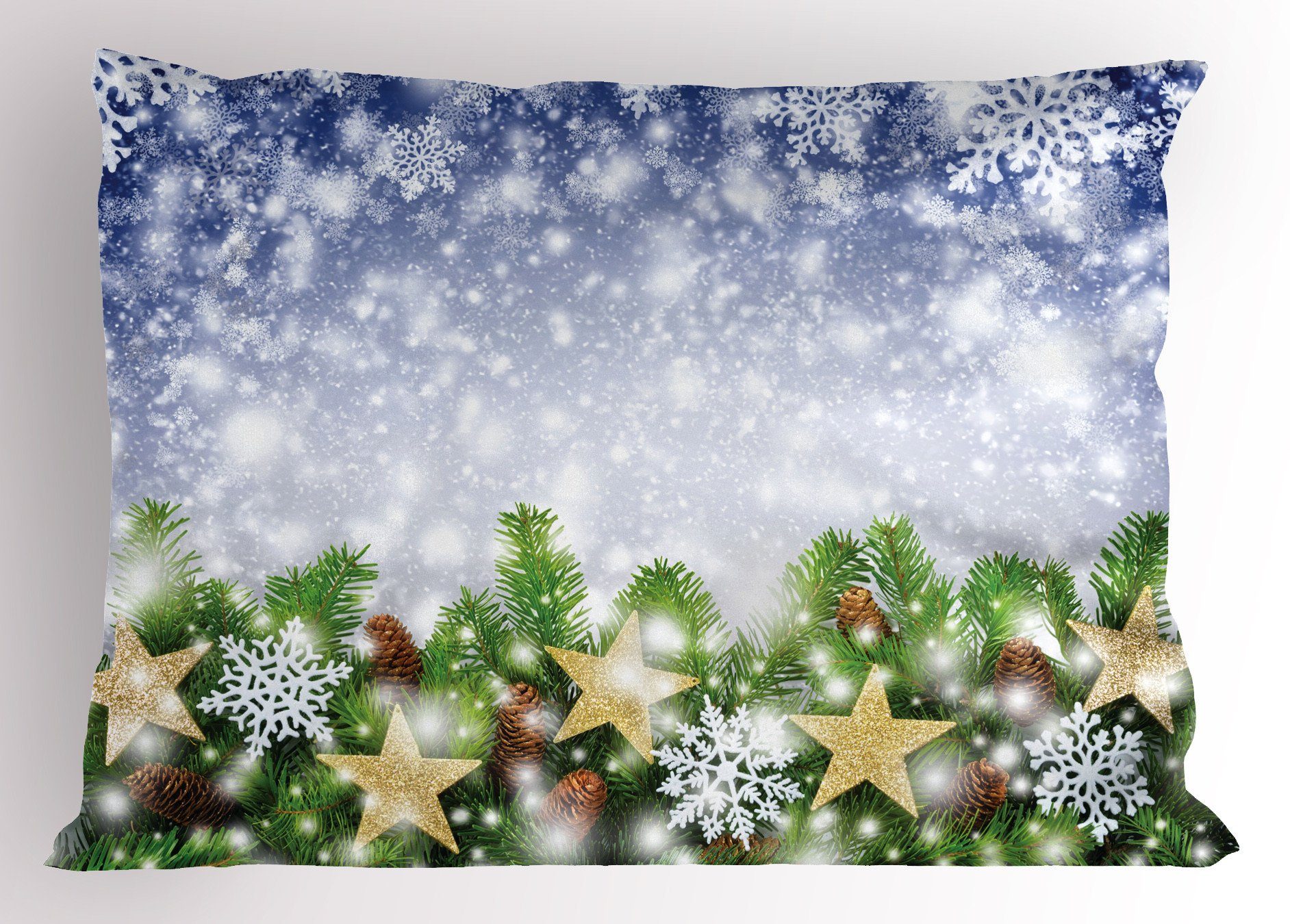 Kissenbezug, King Size Standard bokeh Gedruckter (1 Stück), Dekorativer Weihnachten Abakuhaus Schneeflocken Kissenbezüge