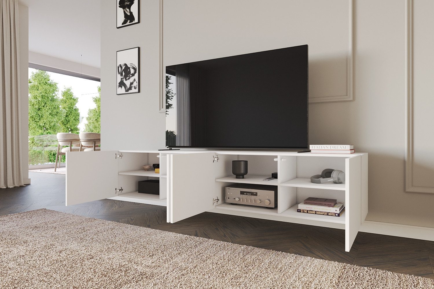 ALTDECOR Lowboard ELIO (2 St., TV-Schrank, TV Möbel, TV Cabinet, Fernsehtisch hängend 2x100cm), Fernseher schrank, TV Kommode, TV Tisch, TV Sideboard, TV Boar