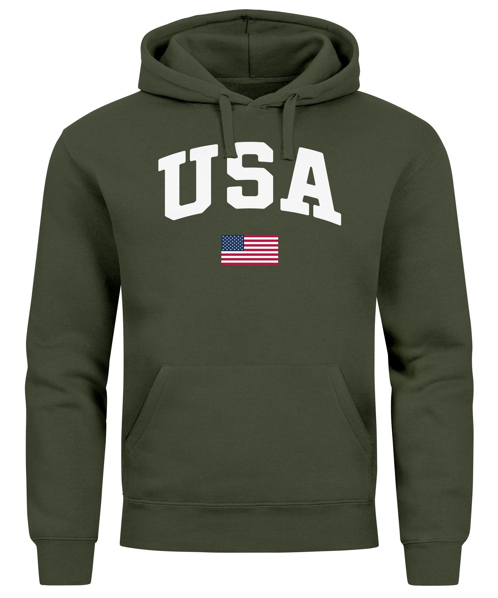 Neverless Hoodie Hoodie Herren USA Schriftzug College Retro US Flagge Amerika