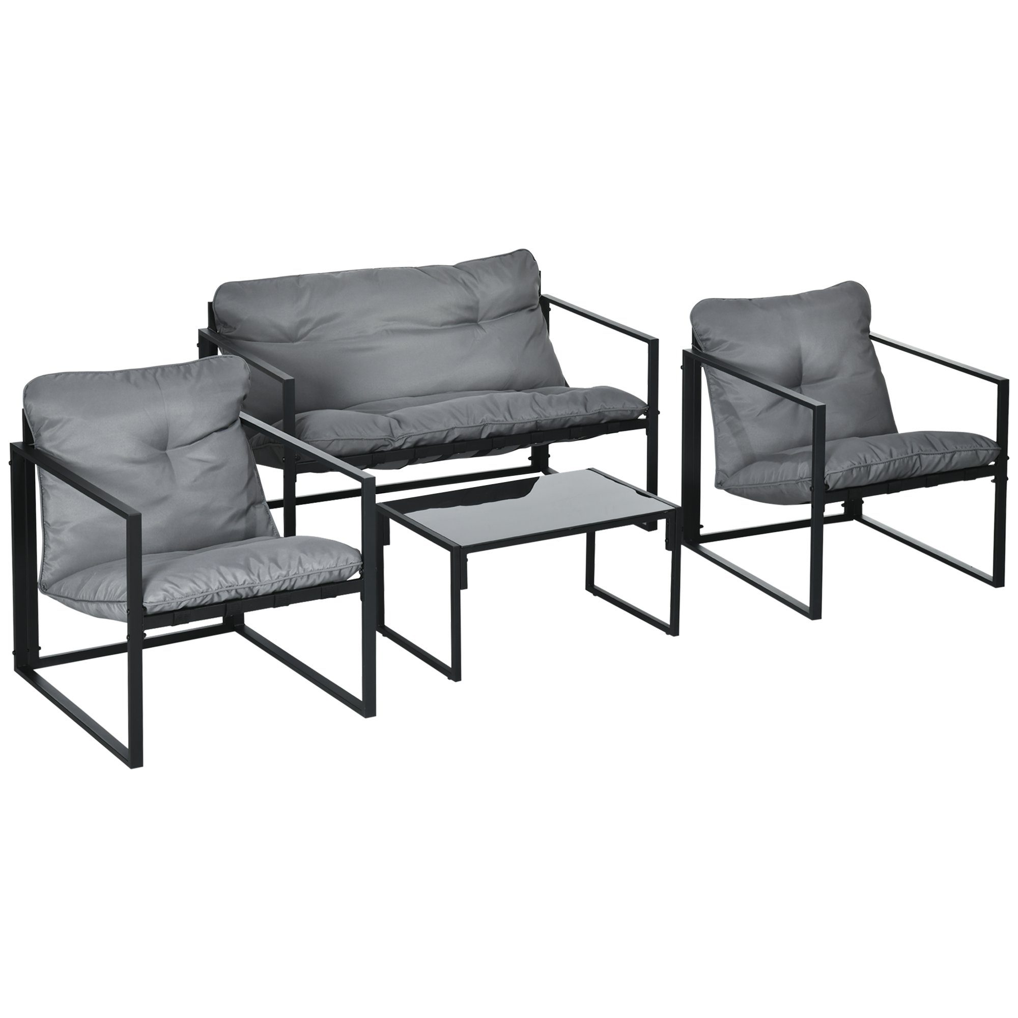 Outsunny Sitzgruppe Gartenmöbel-Set, 1 Glastisch, 2 günstig online kaufen