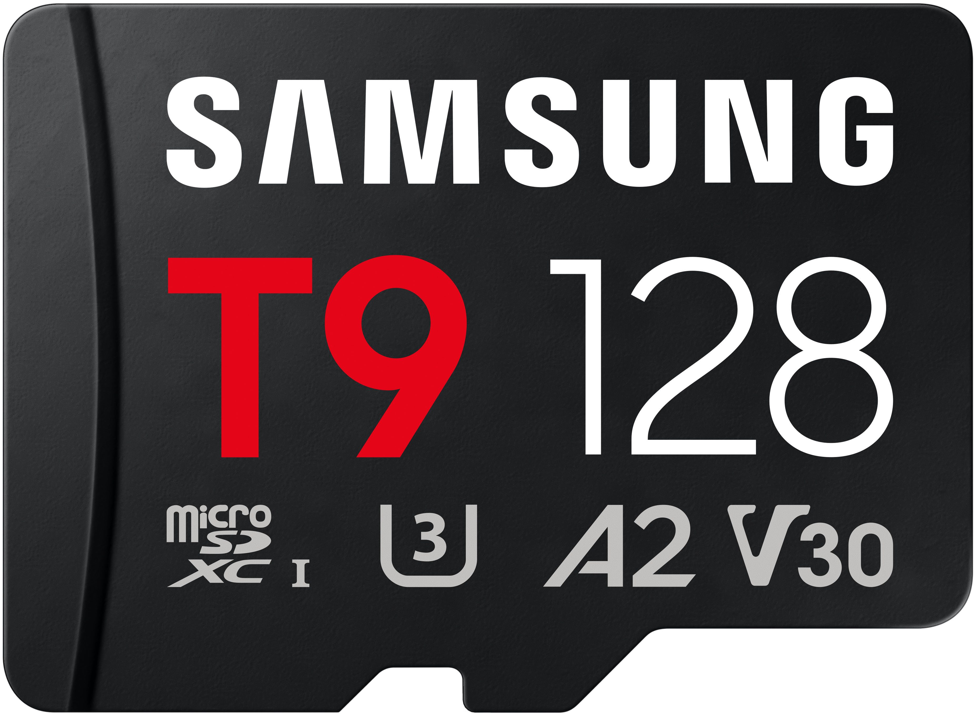 Samsung T9 inkl. USB-Kartenleser Speicherkarte (128 GB, Video Speed Class 30 (V30), 200 MB/s Lesegeschwindigkeit)