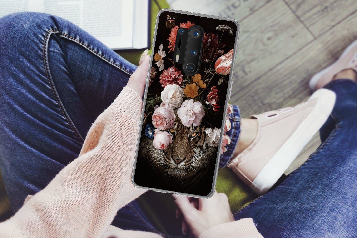 MuchoWow Handyhülle für OnePlus 8 Pro Blumen - Jan Davidsz de Heem - Tiger - Gemälde - Sti, Phone Case, Silikon, Schutzhülle Dünn