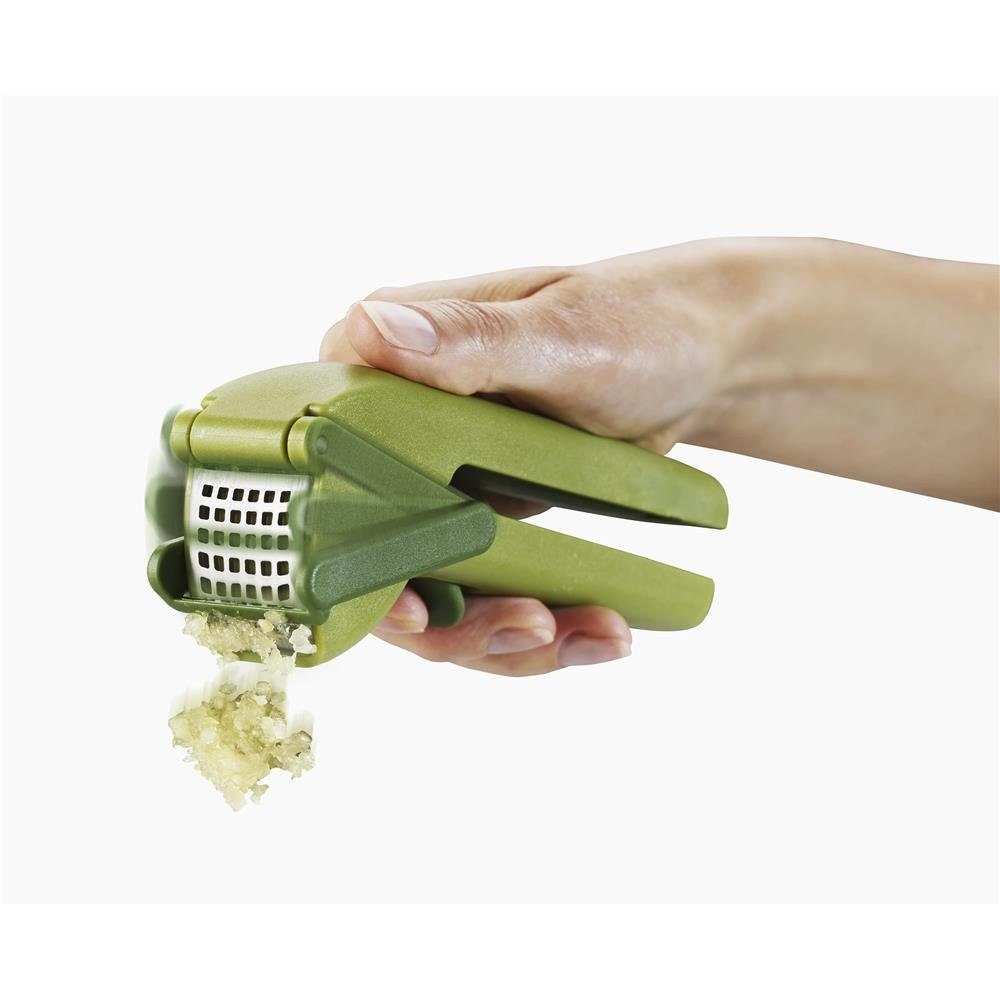 Joseph Joseph Knoblauchpresse CleanForce™ Garlic Press, Wischerblatt Knoblauchzerkleinerer, Knoblauchzerdrücker, Schabewerkzeug, scharf und einfach, Spülmaschinenfest, Spülmaschinenfest, BPA-frei, grün