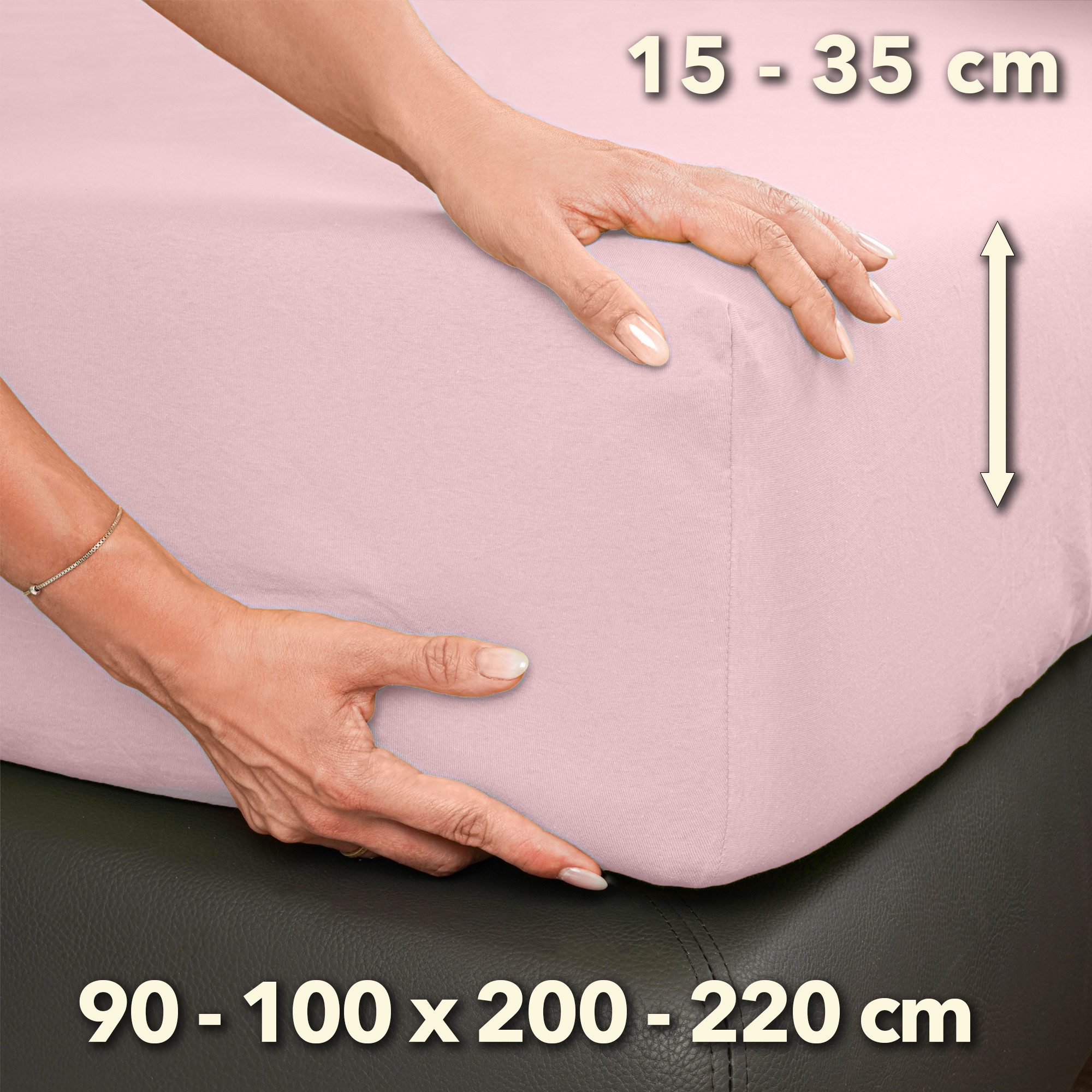 STUDIO Spannbettlaken Premium, 170 g/m², viele Größen, OEKO-TEX 100, Jersey, Gummizug: rundum, (1 Stück), 90x200 - 100x220cm Bettlaken Spannbetttuch bis 35cm Hö – Bild 4 von 5