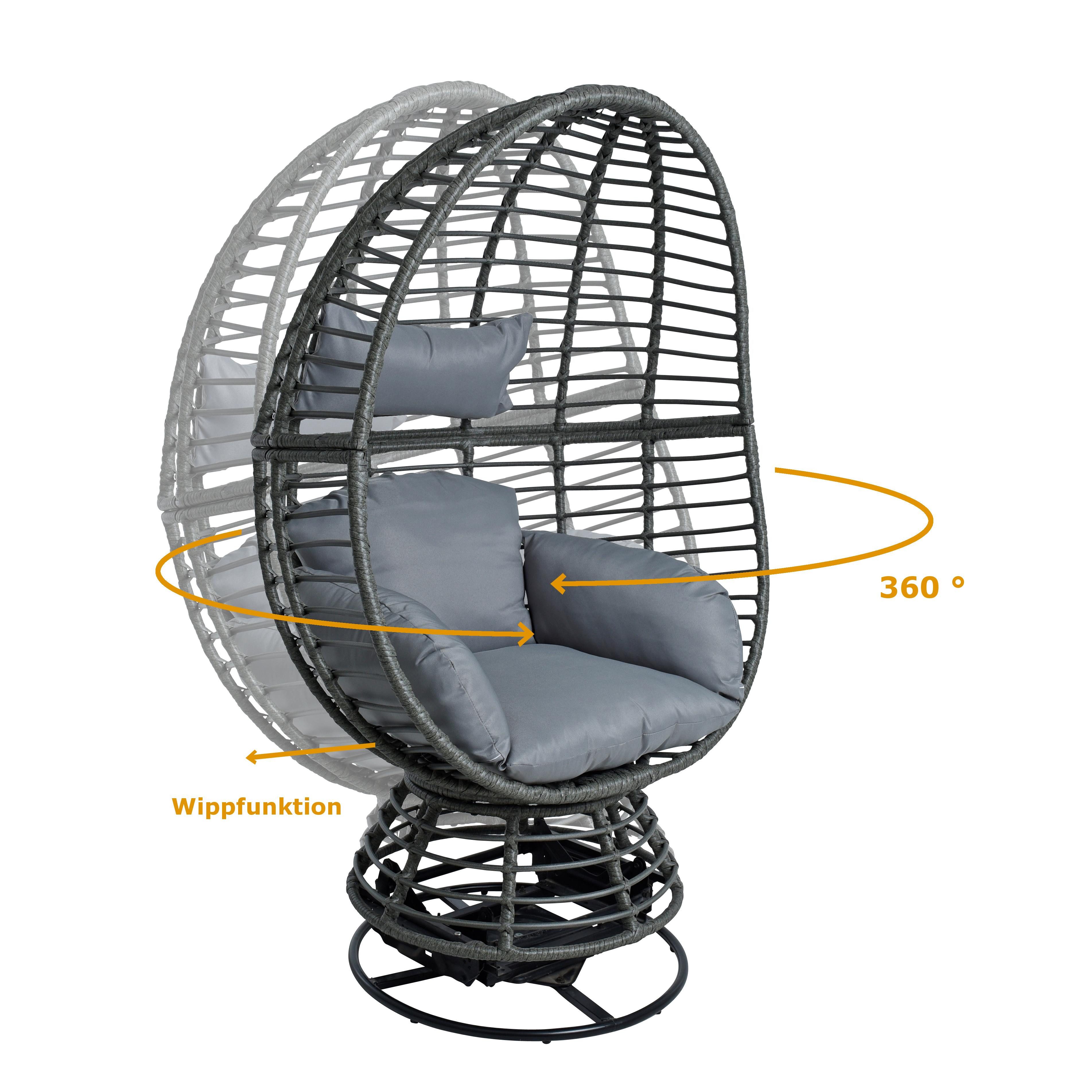 ESTEXO Gartensessel Polyrattan Loungesessel Schwingsessel Rattan Sessel Relaxsessel Stuh