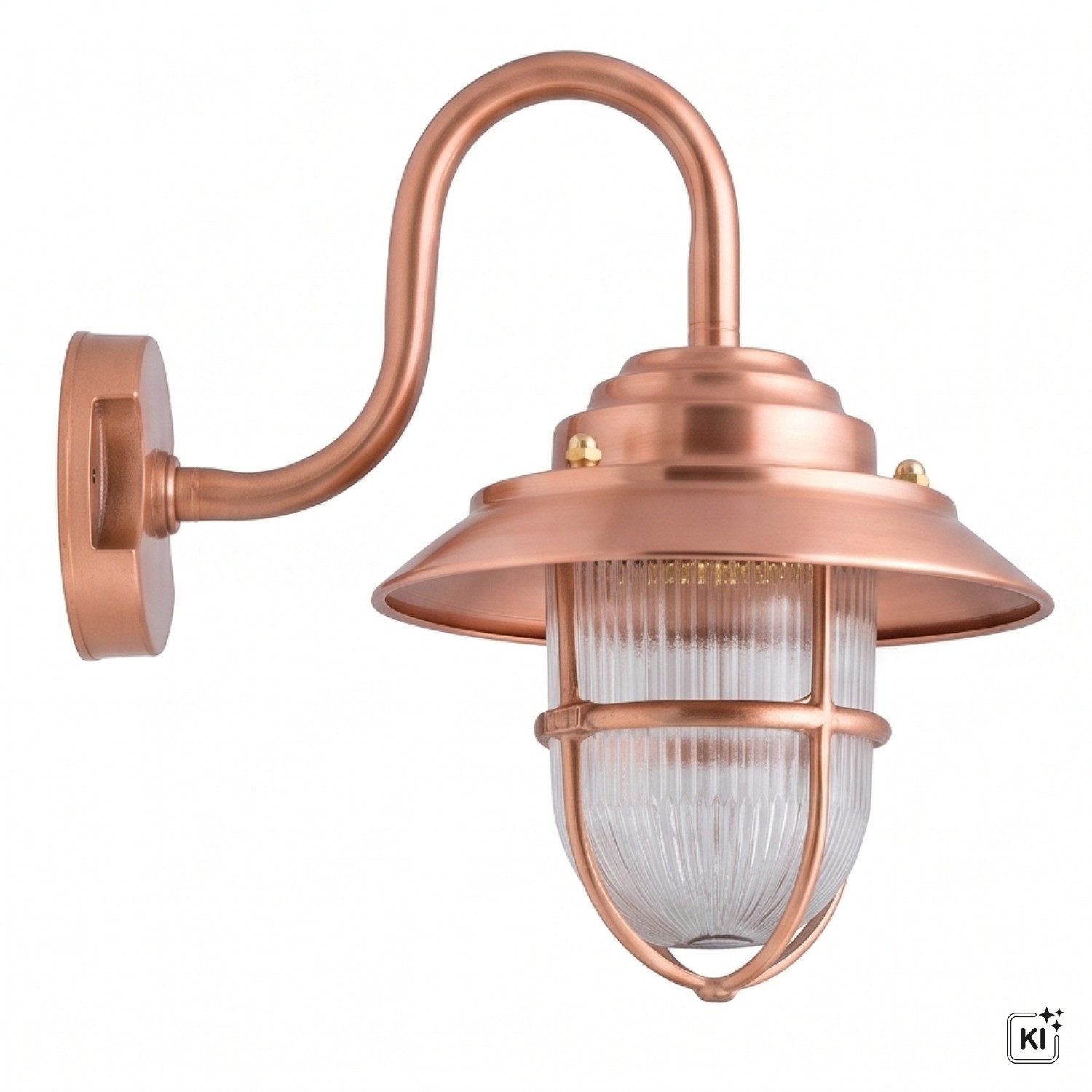 Licht-Erlebnisse Außen-Wandleuchte BOLOS, ohne Leuchtmittel, Außenlampe in Kupfer Echt-Messing Wandlaterne IP64 Garten