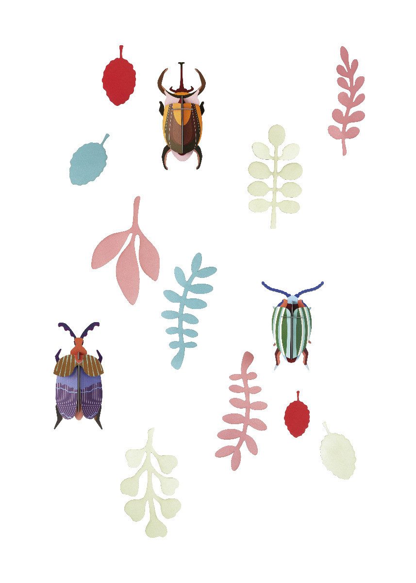 studio ROOF Wanddekoobjekt Set bunte Käfer und Pflanzen "Bug Rendez-Vous" (1 St., Set aus mehreren Teilen), Zum Zusammenstecken