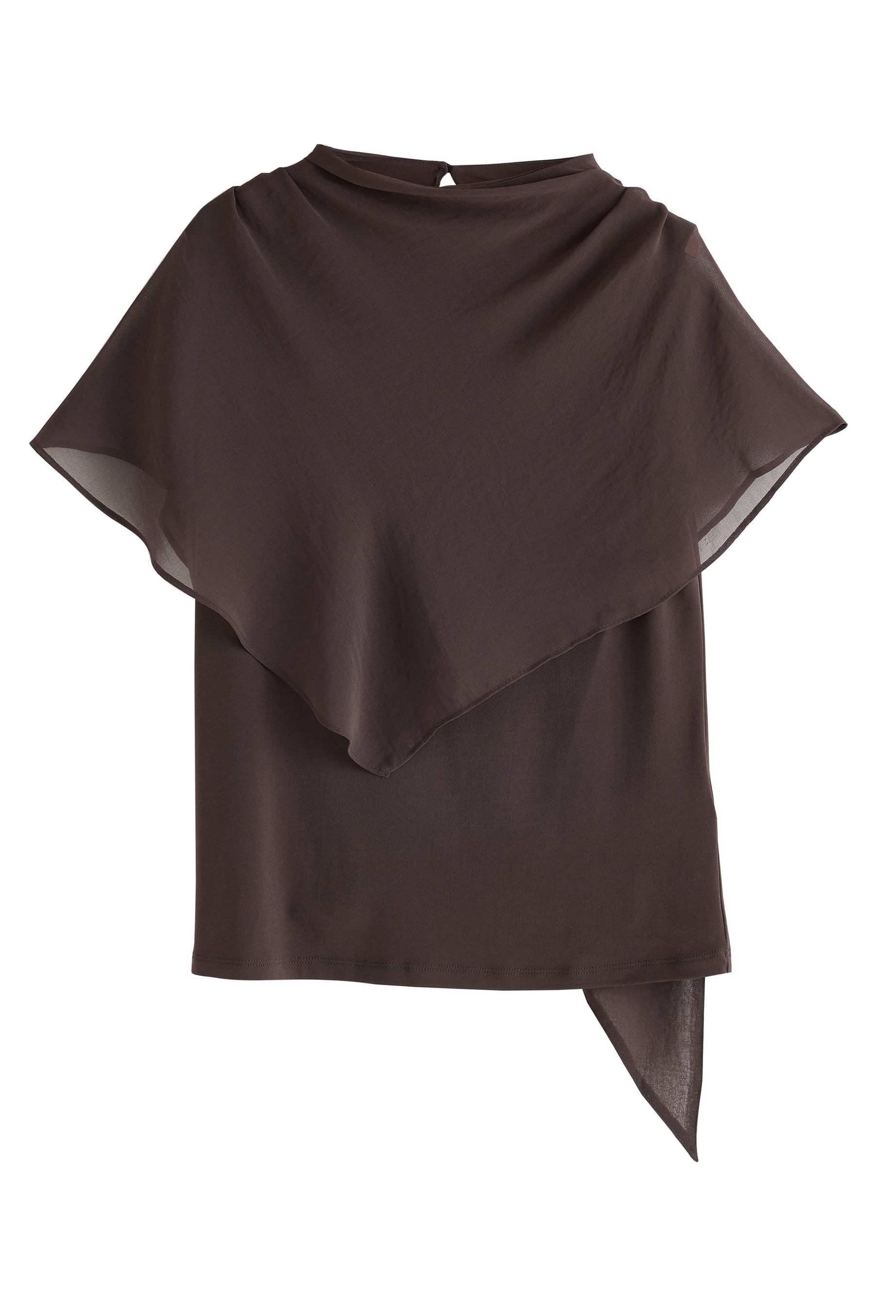 Next Kurzarmbluse Kurzärmeliges Cape-Oberteil mit Schaldetail (1-tlg)