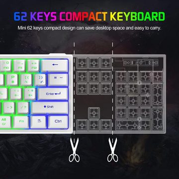 ZIYOU LANG RGB-Hintergrundbeleuchtung Tastatur- und Maus-Set, Die ergonomische Tastenhöhe reduziert Ermüdung,19-Tasten Anti-Ghosting