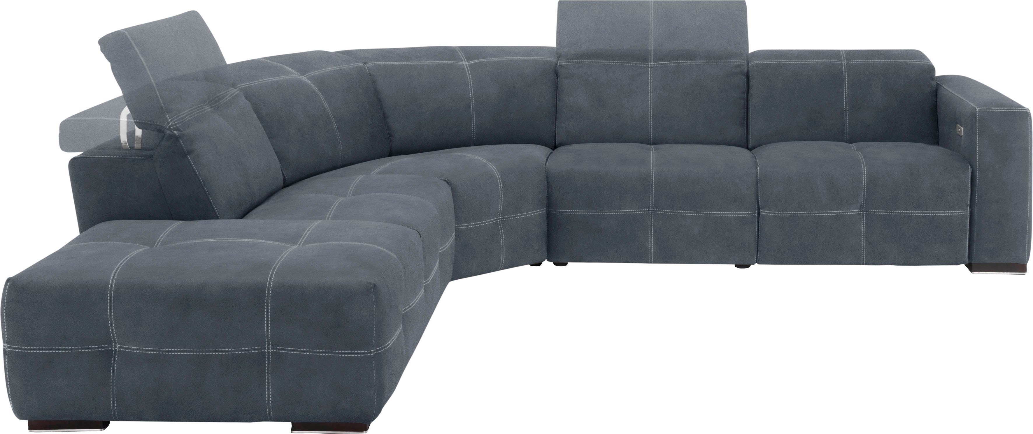 Egoitaliano Ecksofa Sauvanne, Designsofa der Extraklasse, elegant und bequem, wahlweise mit elektrischer Relaxfunktion, Kopfteilverstellung