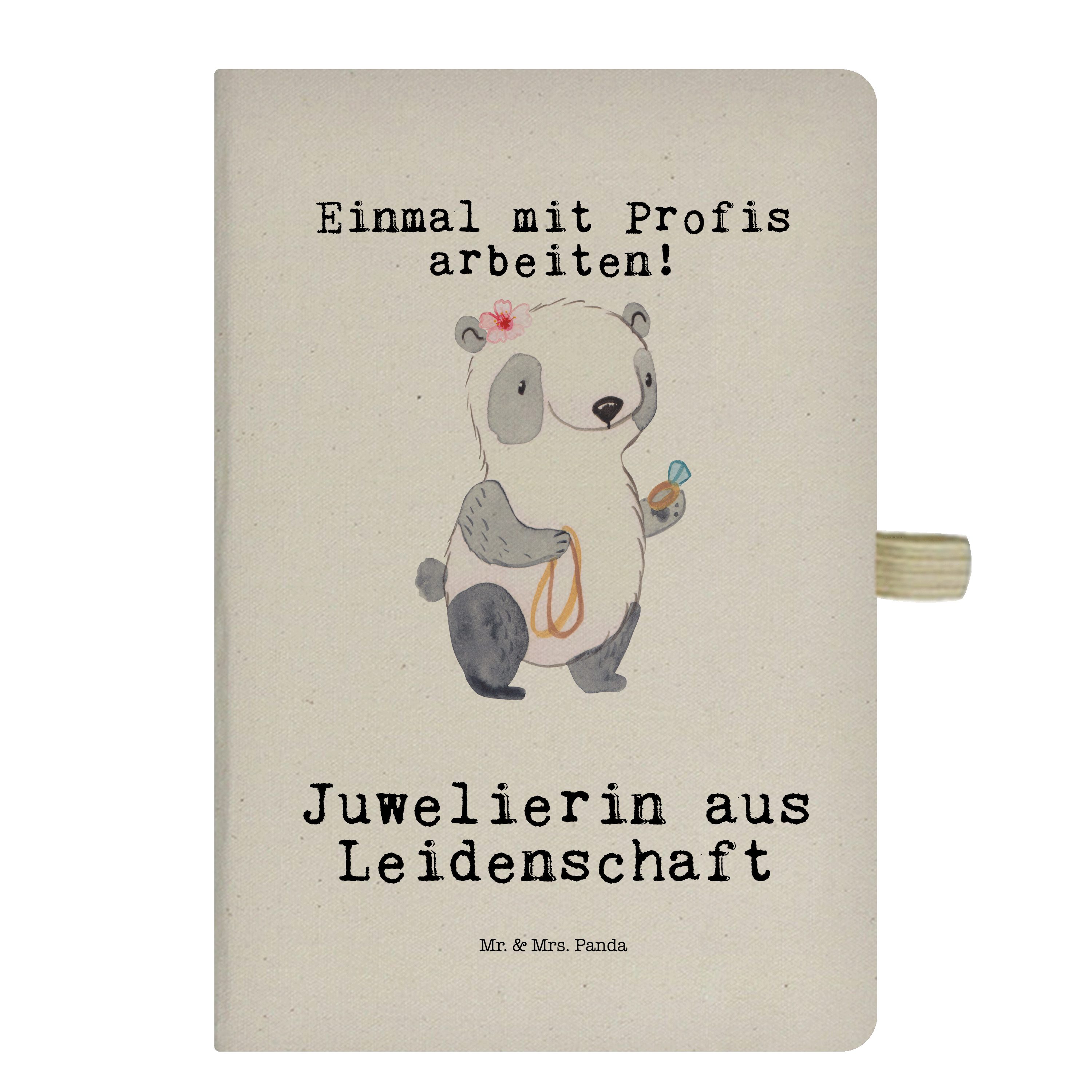 Mr. & Mrs. Panda Notizbuch Juwelierin aus Leidenschaft - Transparent - Geschenk, Abschied, Schen Mr. & Mrs. Panda